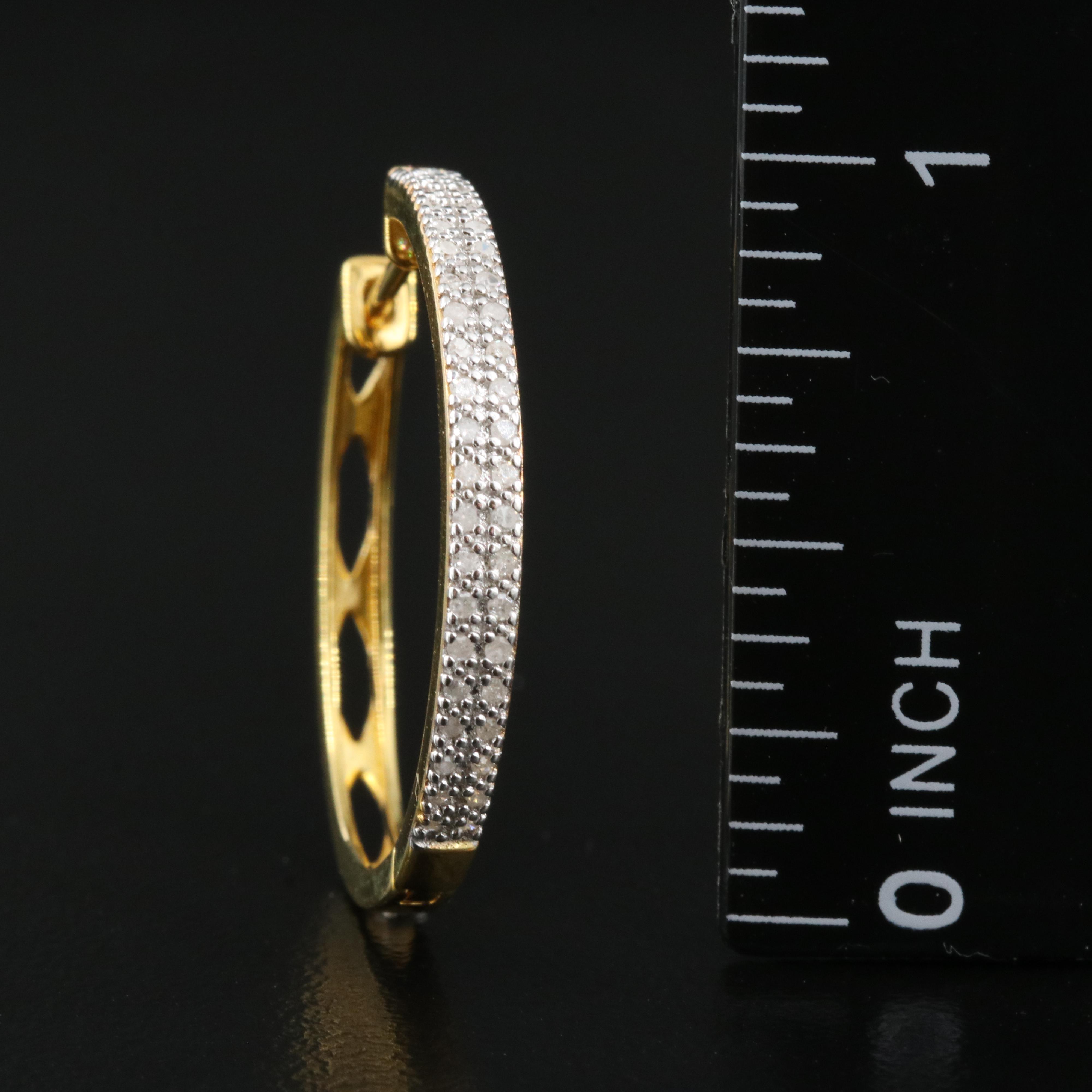 Sterling Double Row Diamond Hoop Earrings