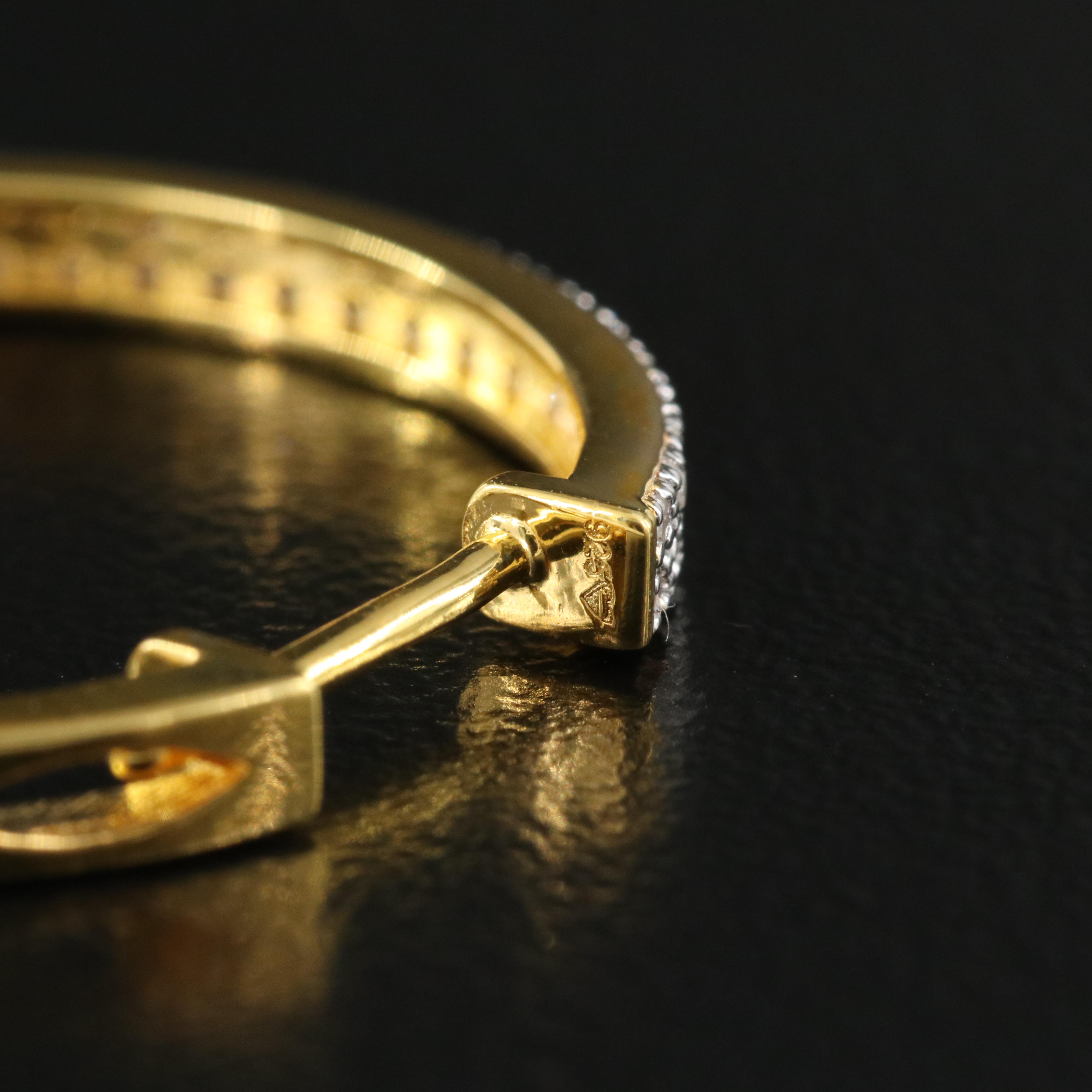 Sterling Double Row Diamond Hoop Earrings