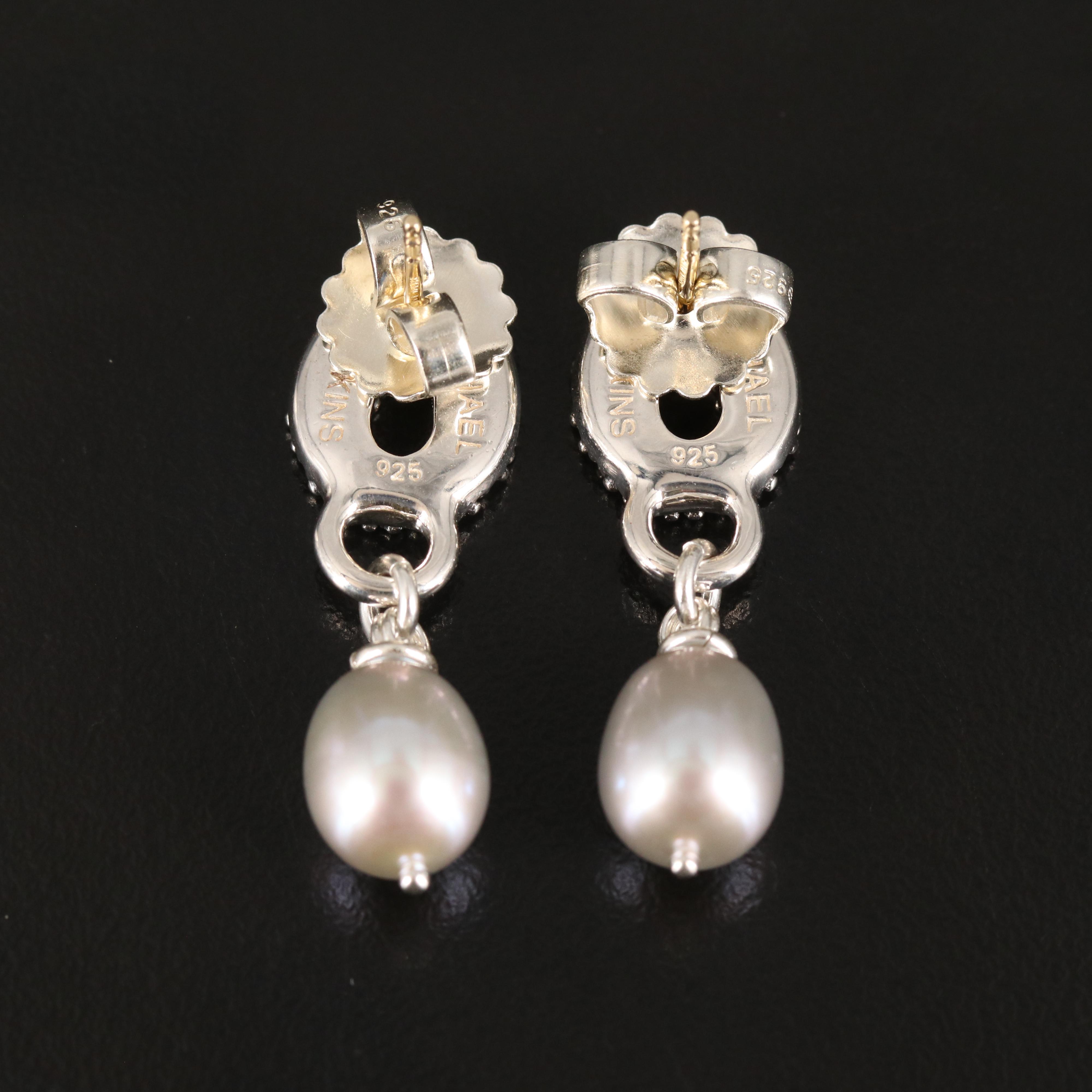 Michael Dawkins Sterling Pearl Granulated Earrings
