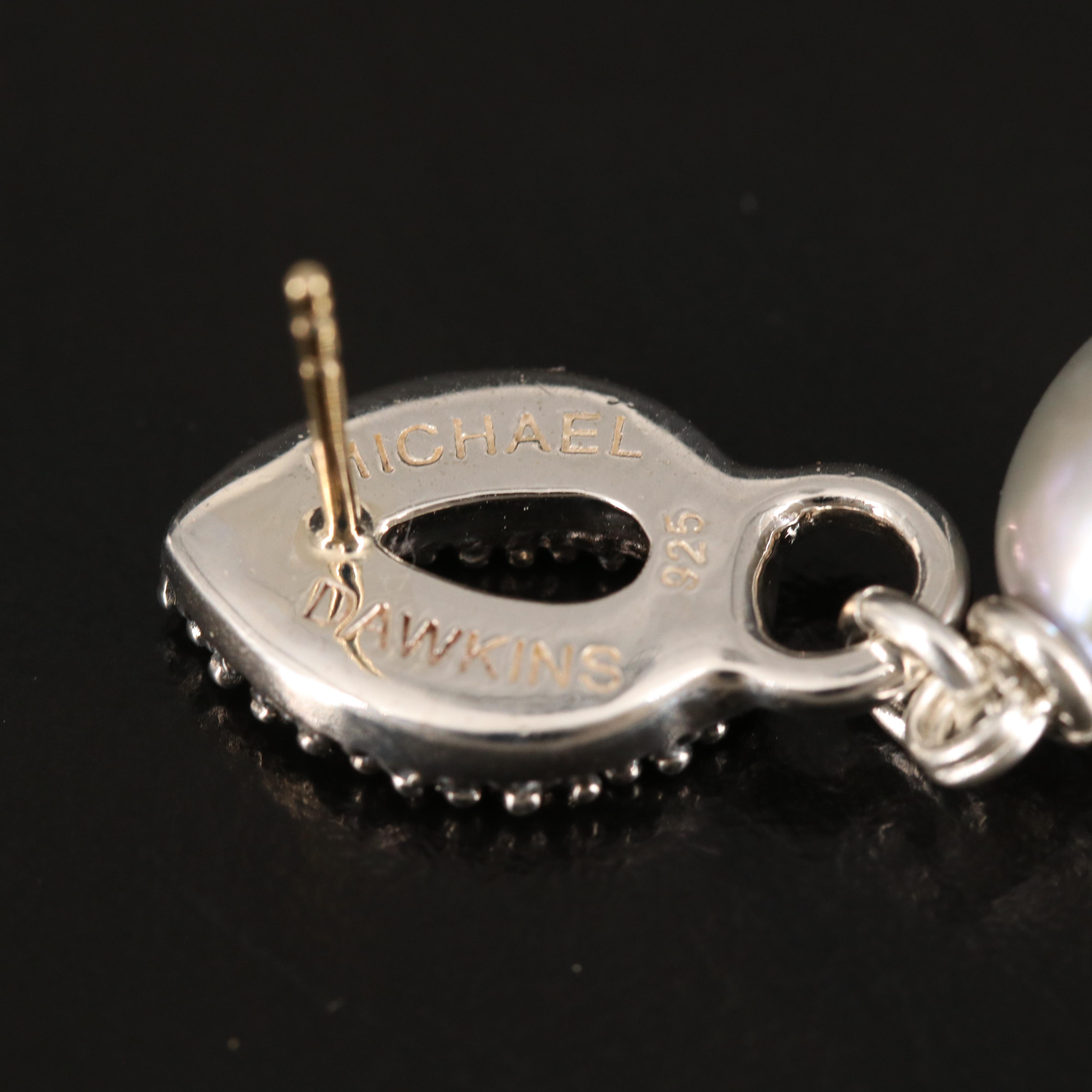 Michael Dawkins Sterling Pearl Granulated Earrings