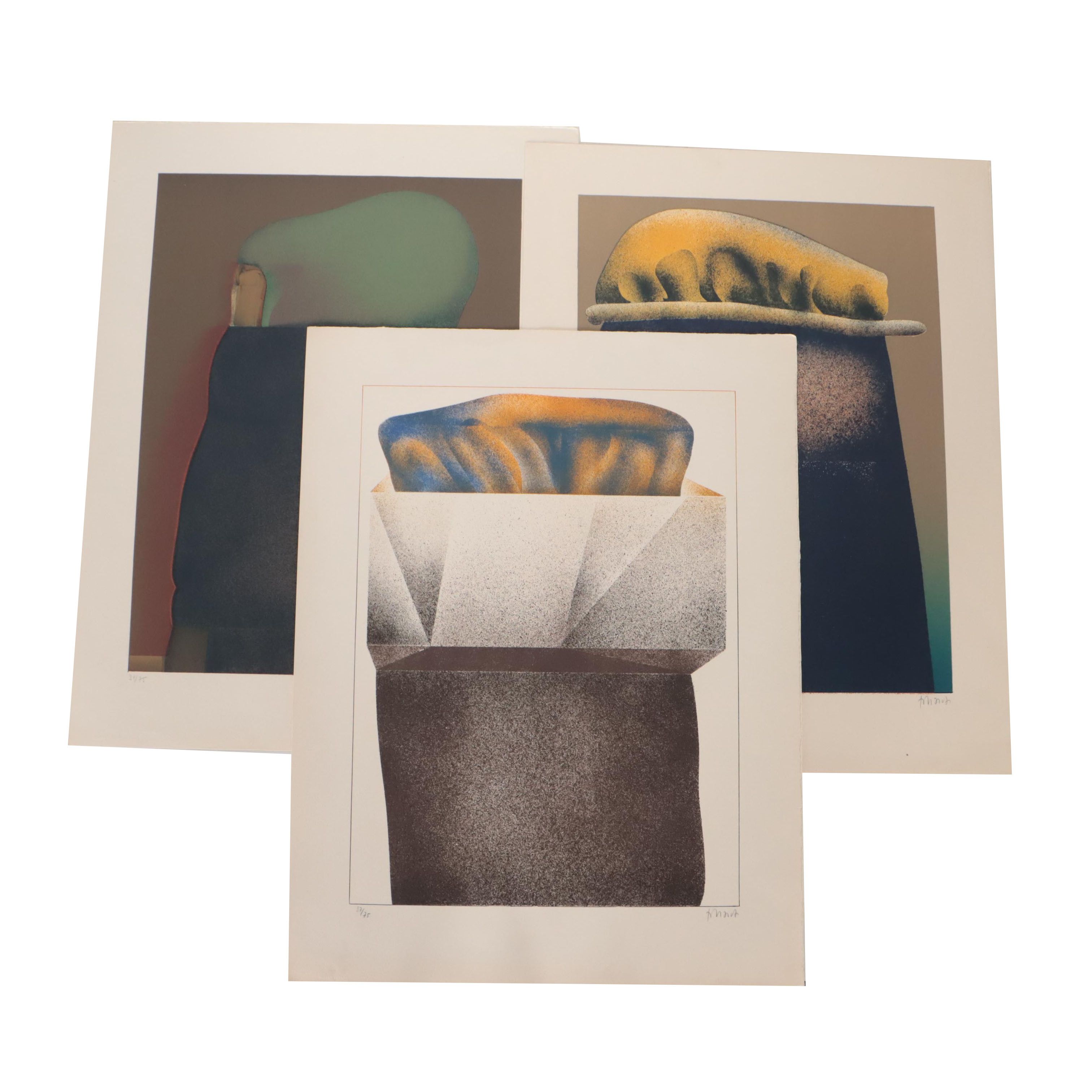 Hans Martin Erhardt Abstract Color Lithographs, Circa 1970