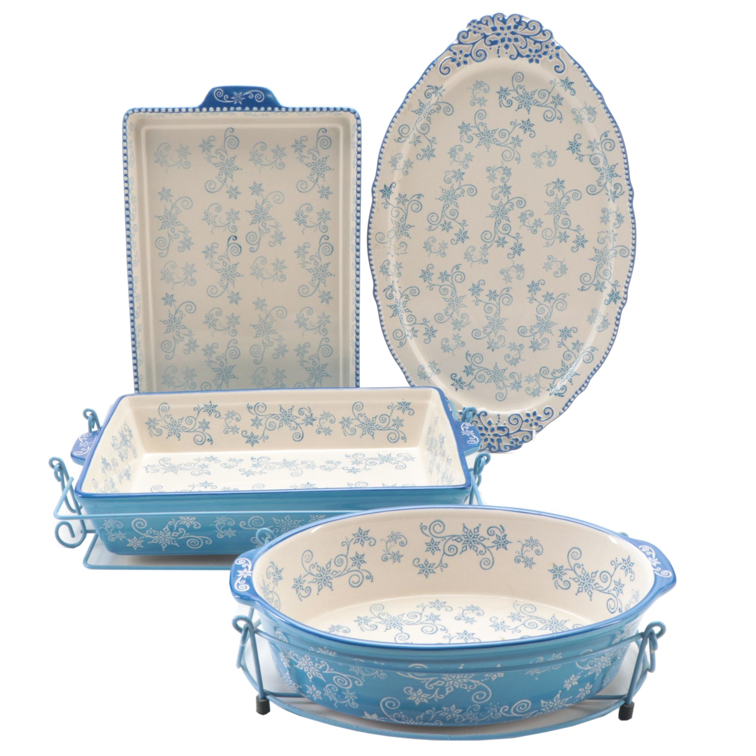 Temp-Tations "Floral Lace" Casseroles with Stands and Platters