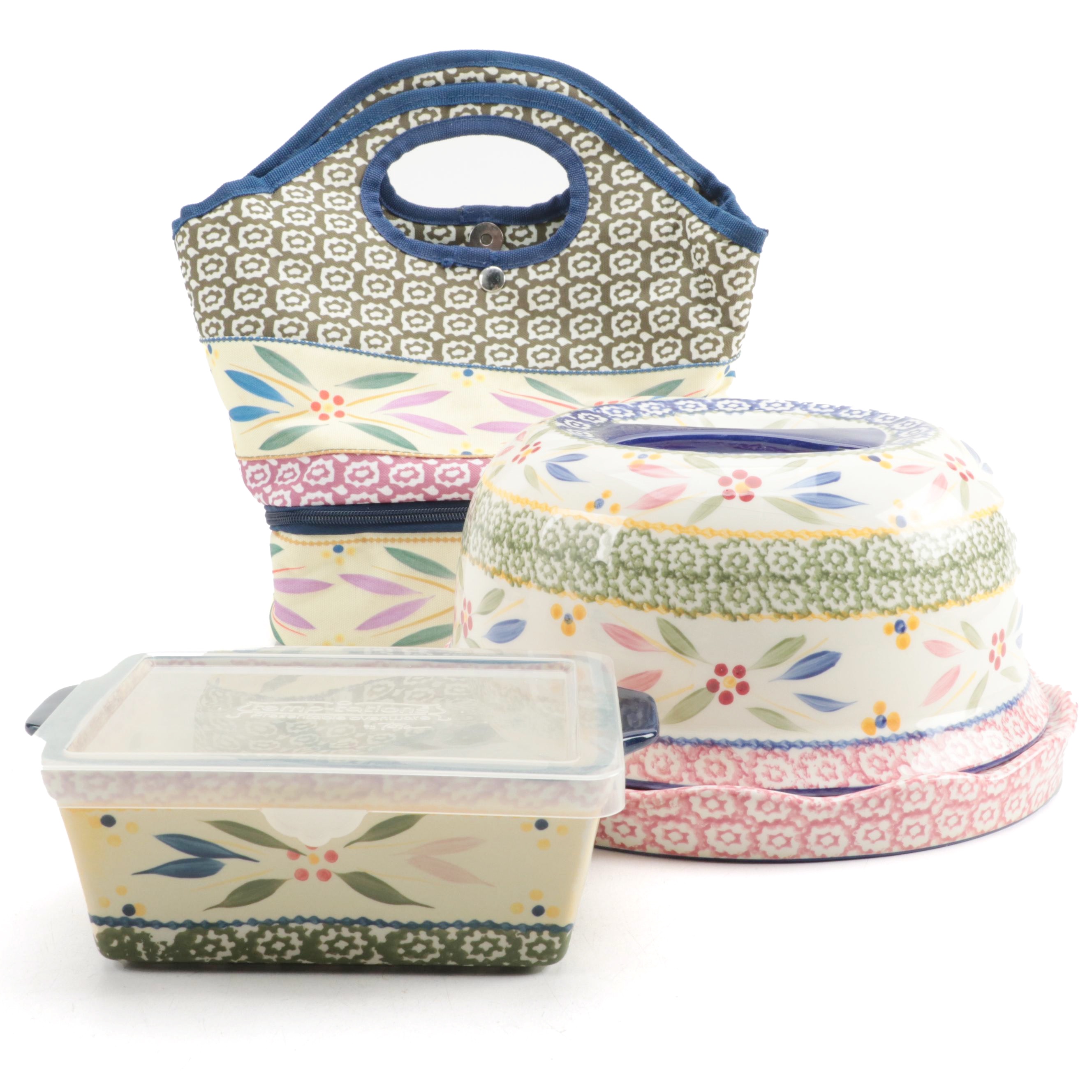 Temp-Tations "Old World Confetti" Serving Tray, Storage Container, and Lunchbox