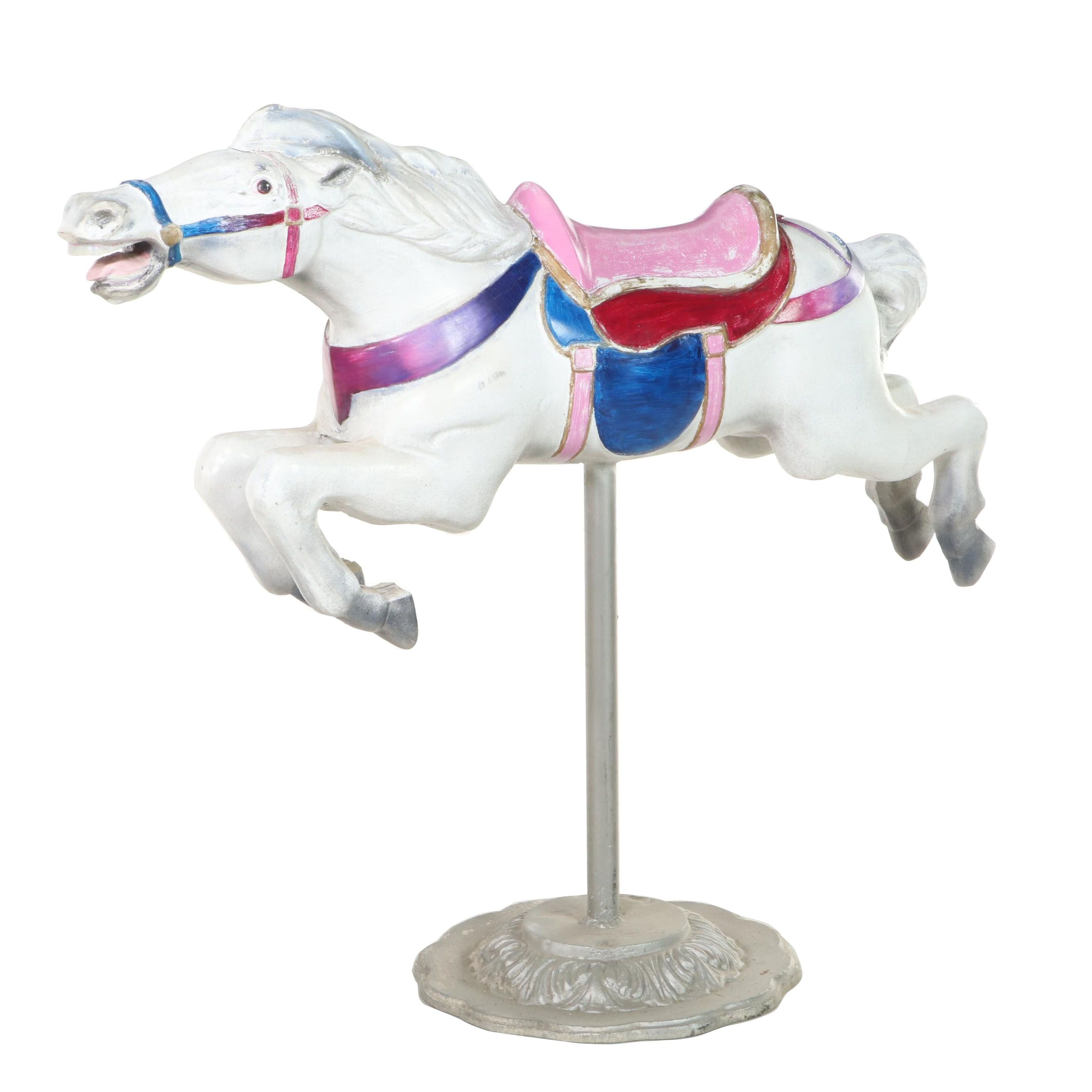 Paint-Decorated and Cast Aluminum Carousel Horse, 20th Century