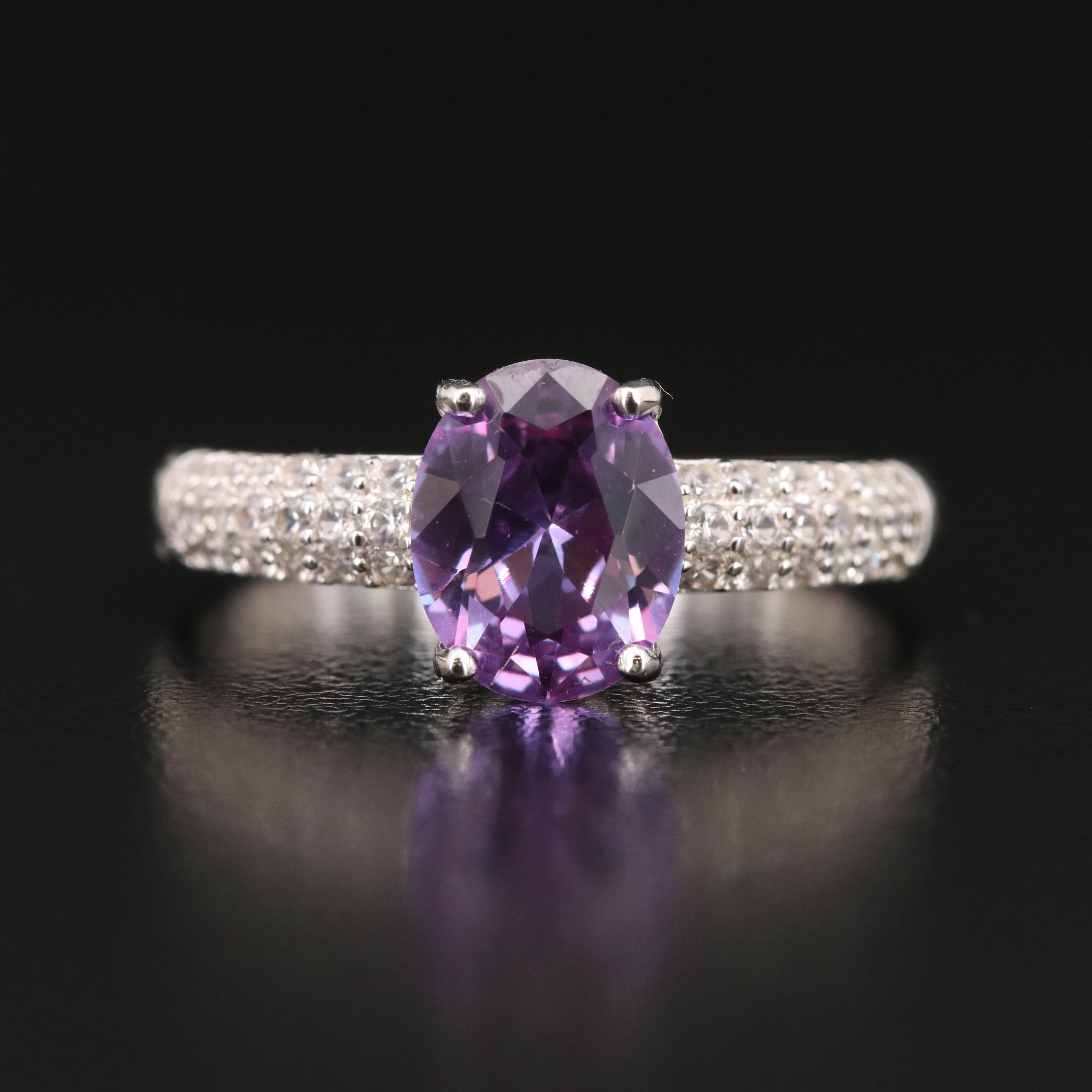 Sterling Sapphire and Zircon Ring