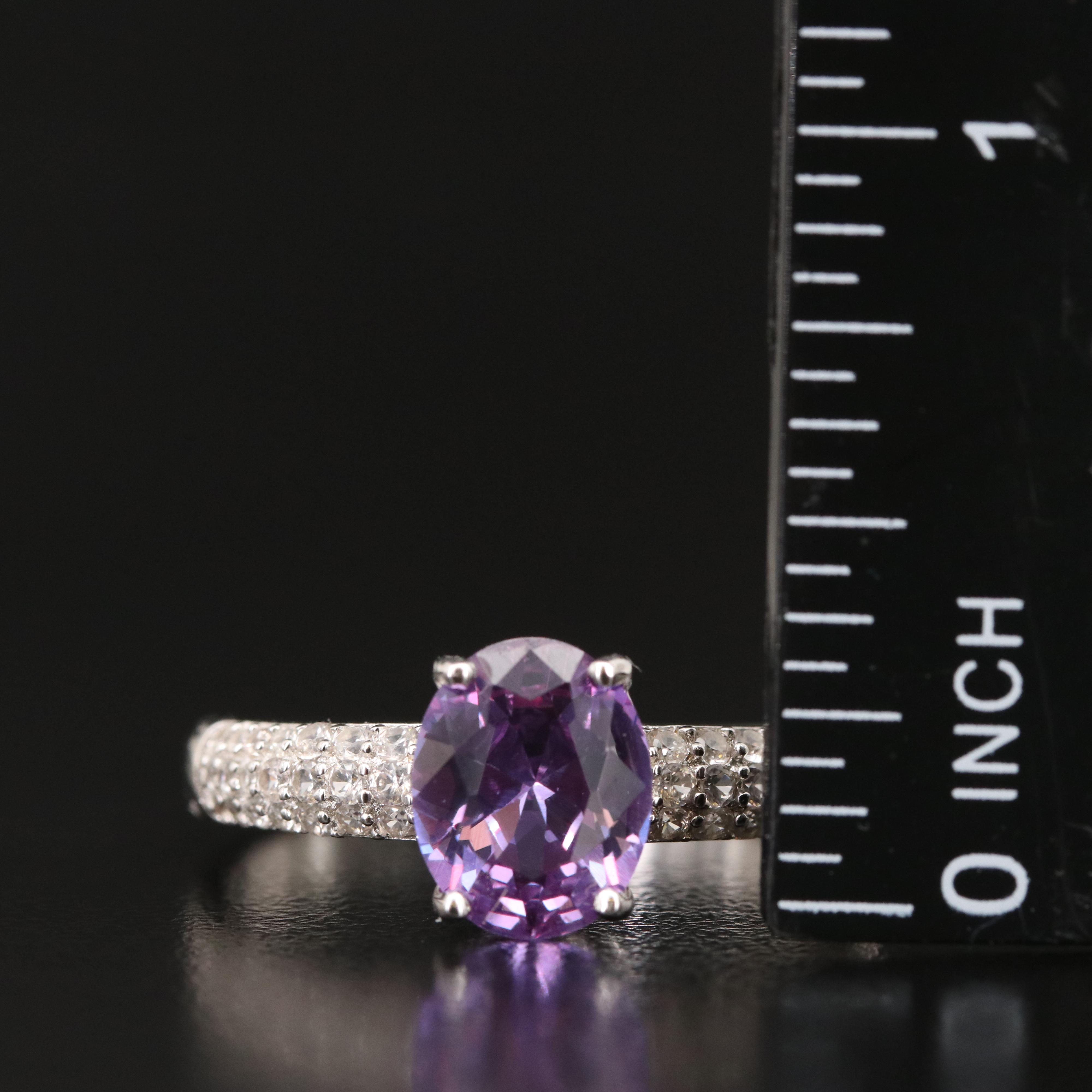 Sterling Sapphire and Zircon Ring