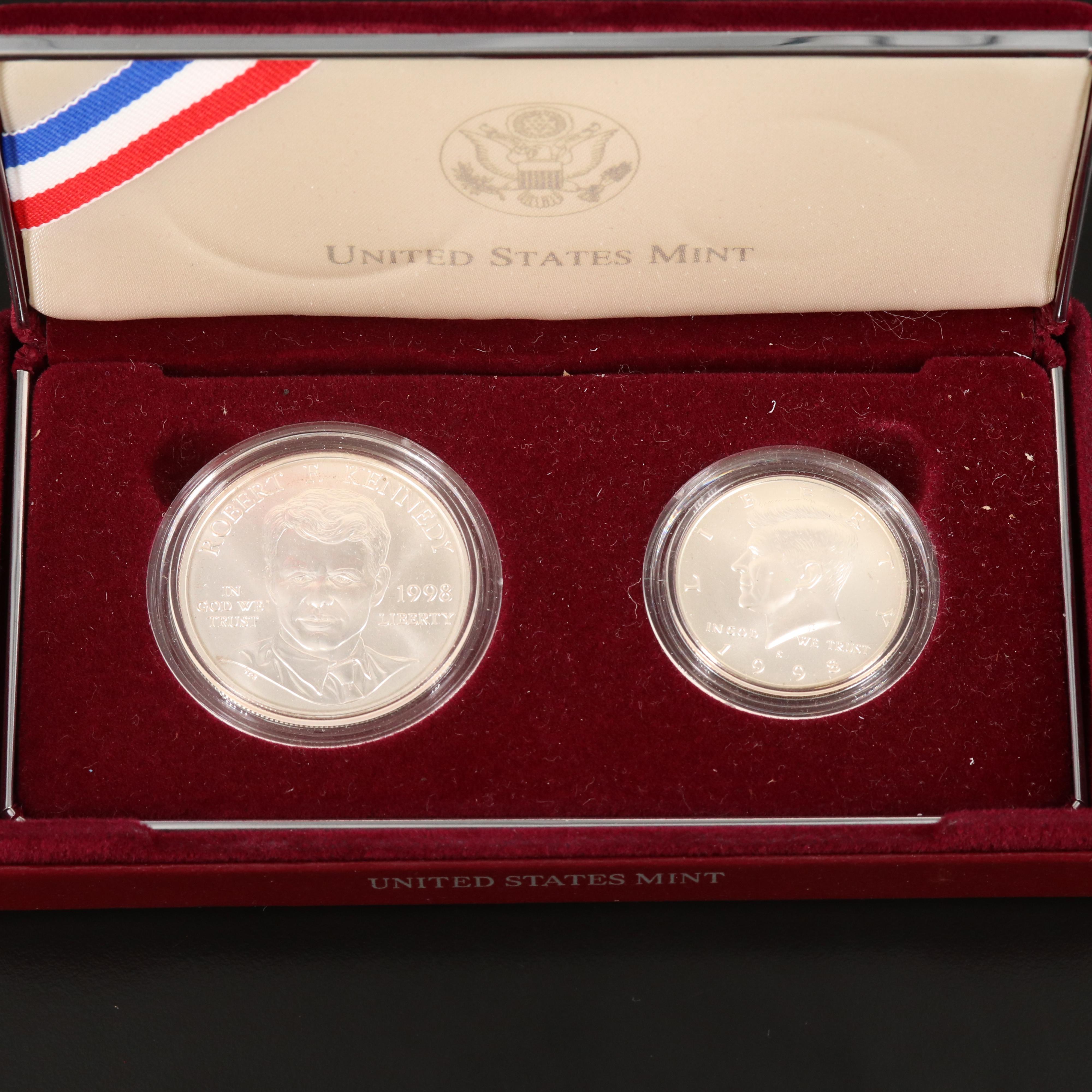1998 JFK and RFK Commemorative Silver Two-Coin Set