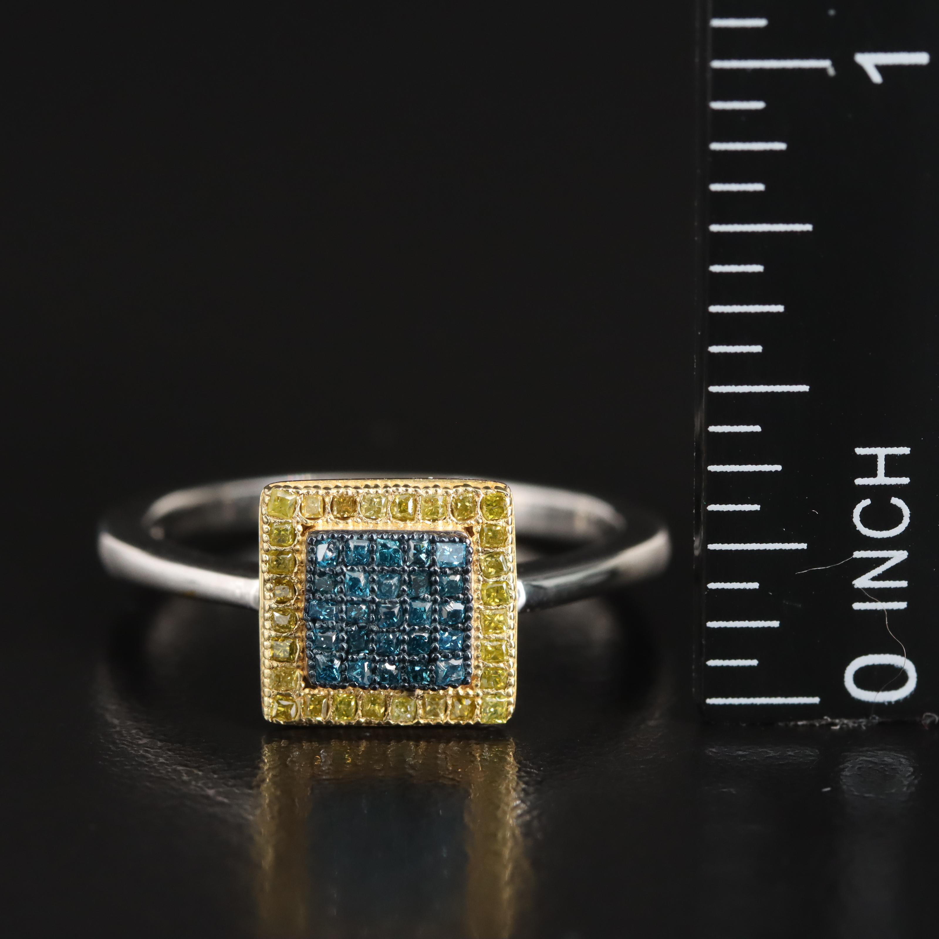 Sterling Diamond Square Ring