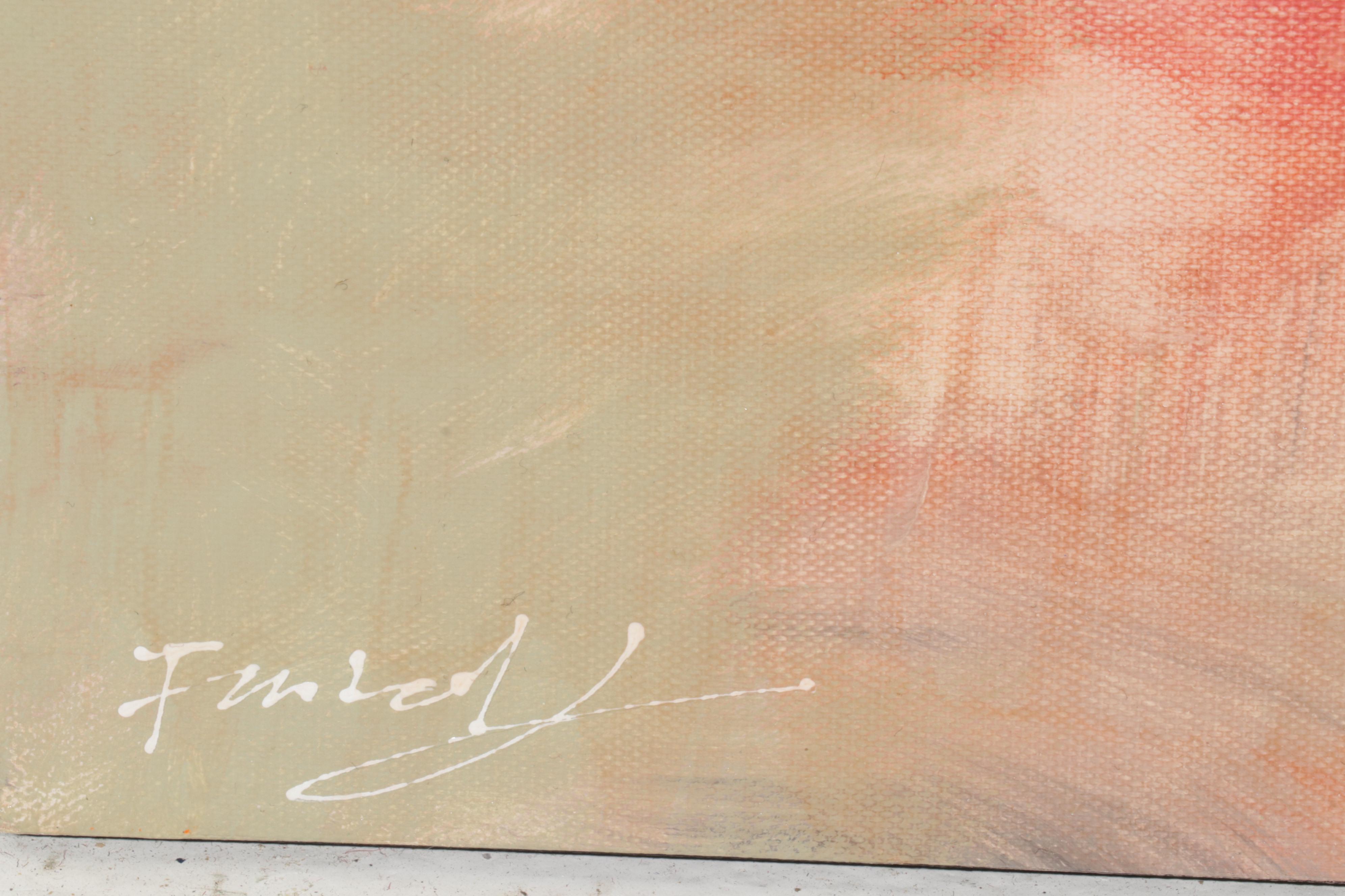 Farshad Lanjani Abstract Acrylic Painting of Coastal Landscape, 21st Century