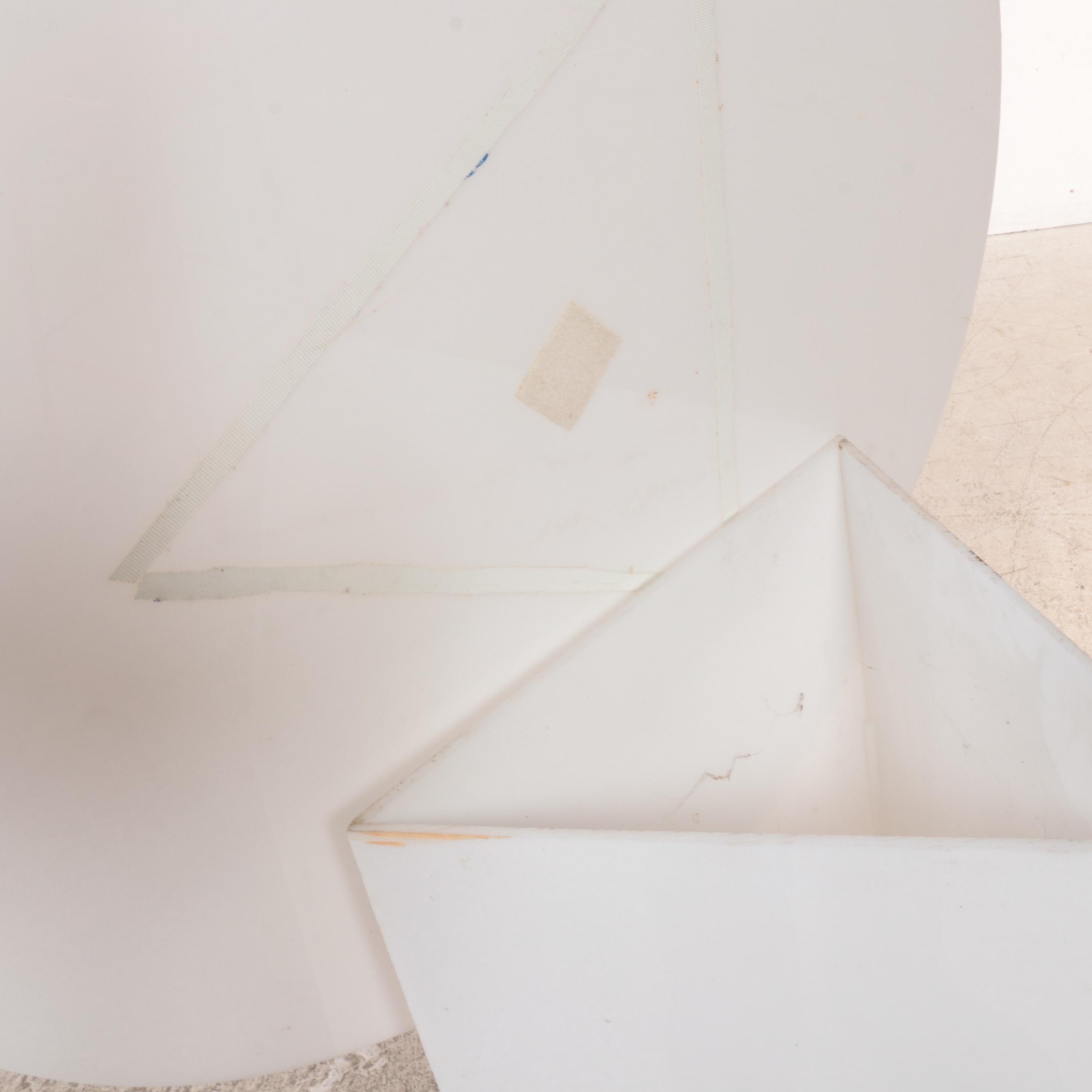 White Acrylic High-Top Table with Red Metal Barstools