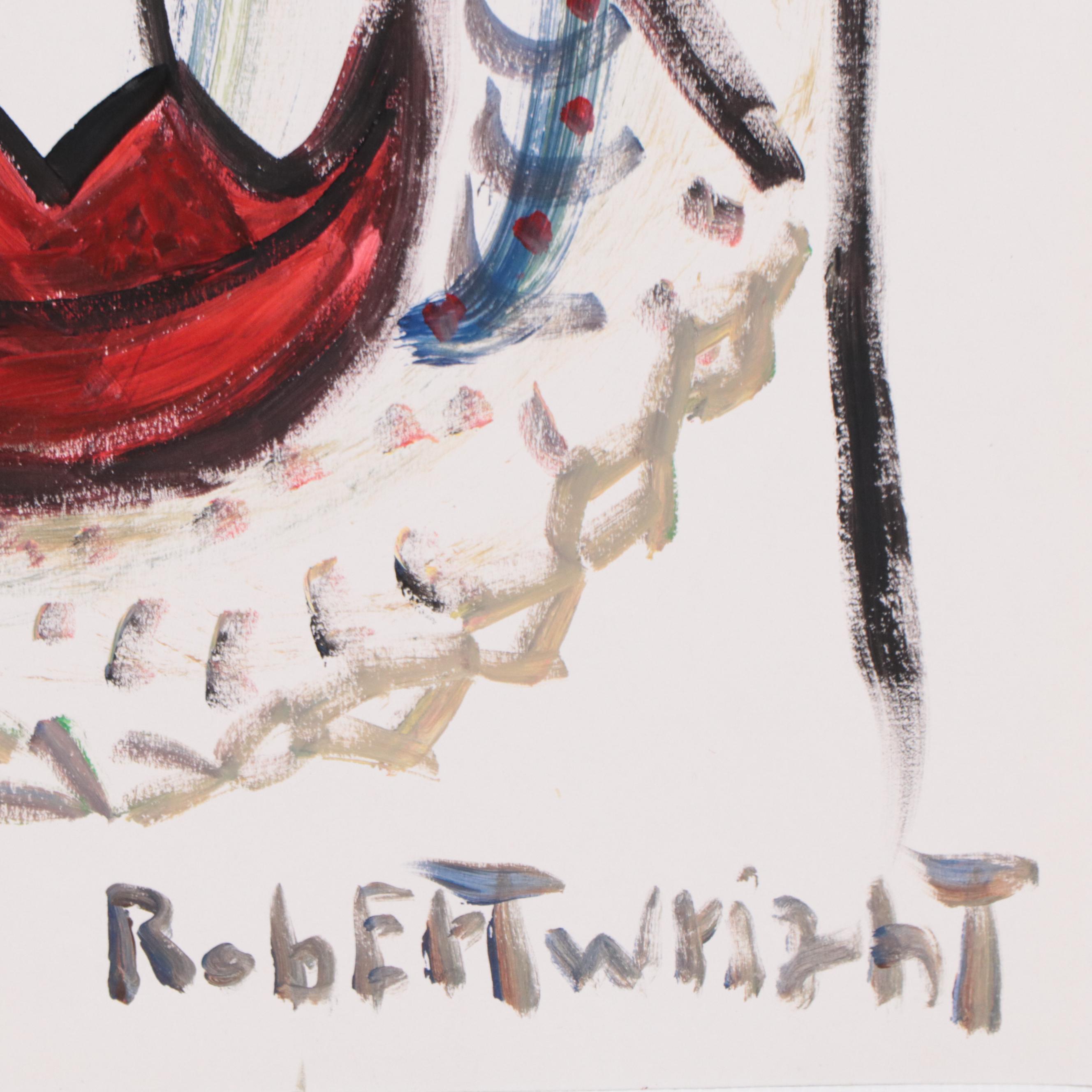 Robert Wright Figural Acrylic Painting, Circa 2005
