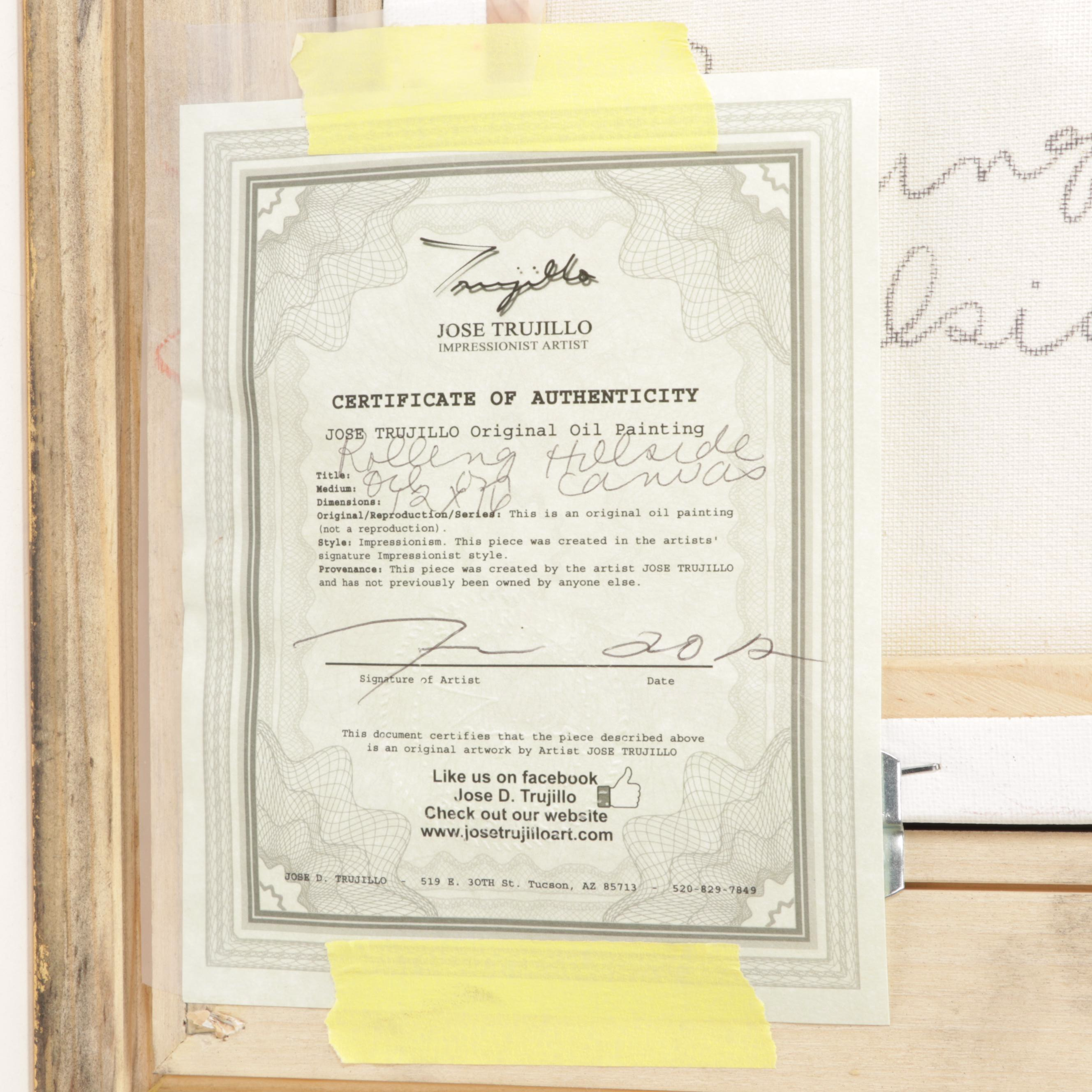 Jose Trujillo Landscape Oil Painting "Rolling Hillside," 2017