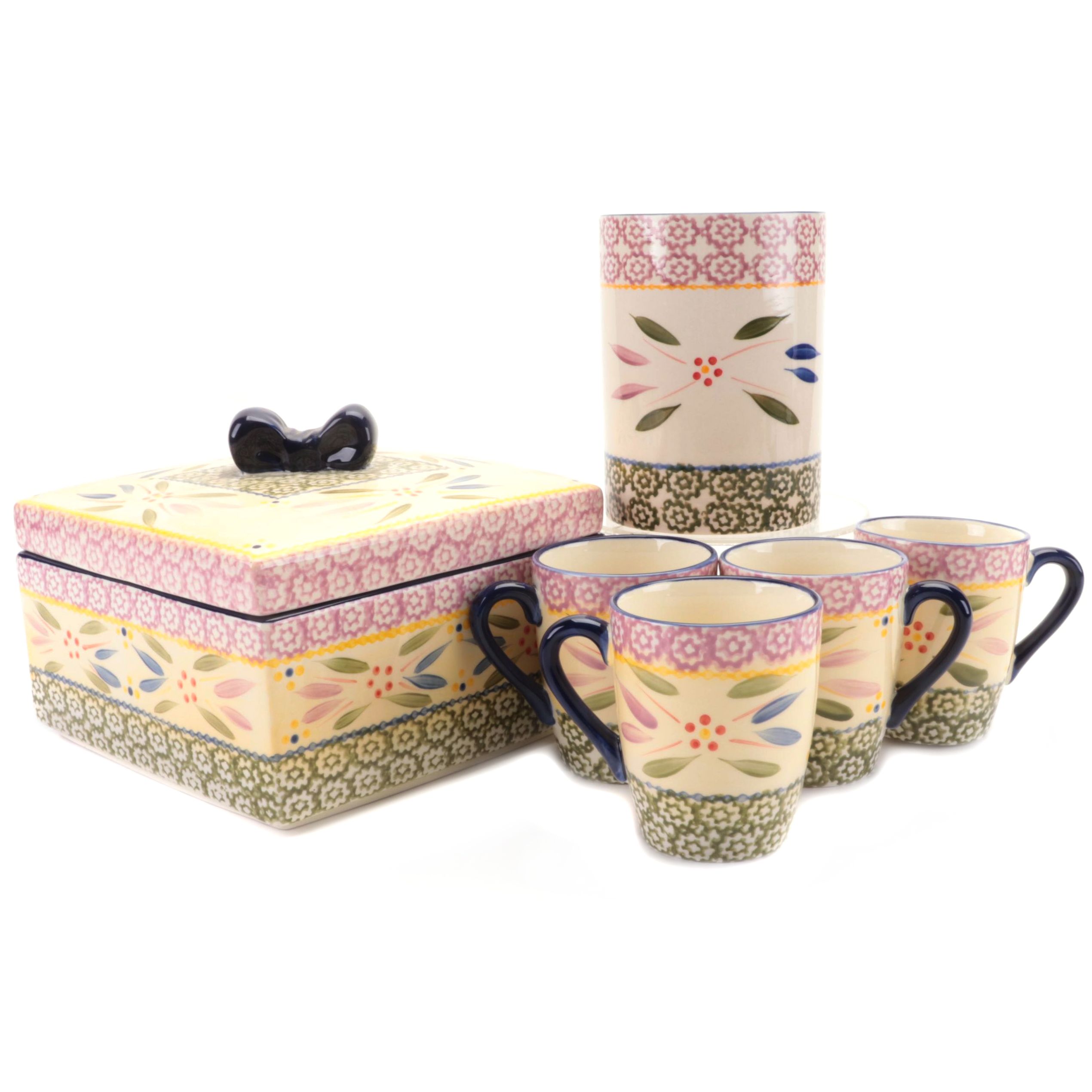 Temptations "Old World Confetti" Ceramic Mugs, Utensil Holder, and Bakeware