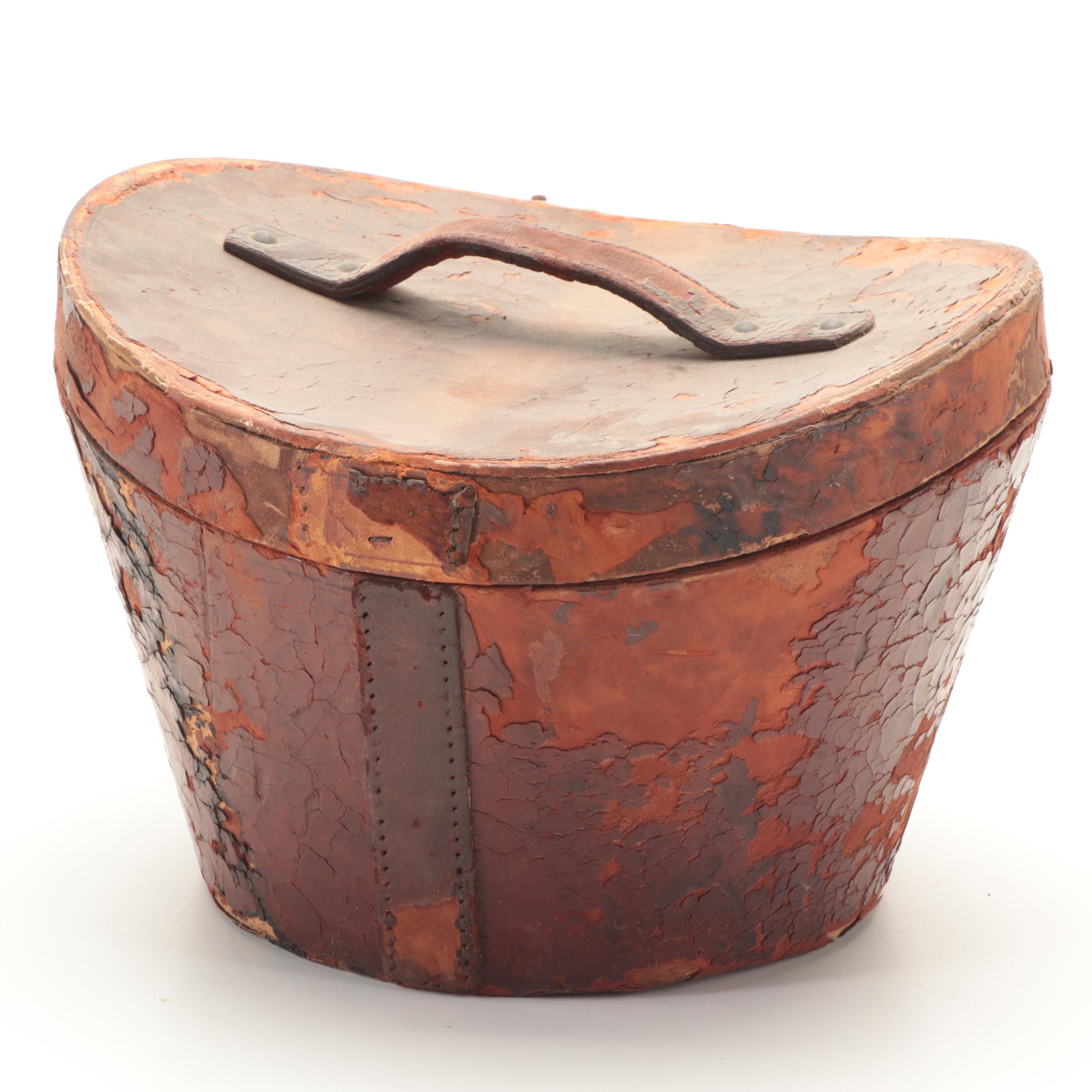 Antique Leather Hat Box