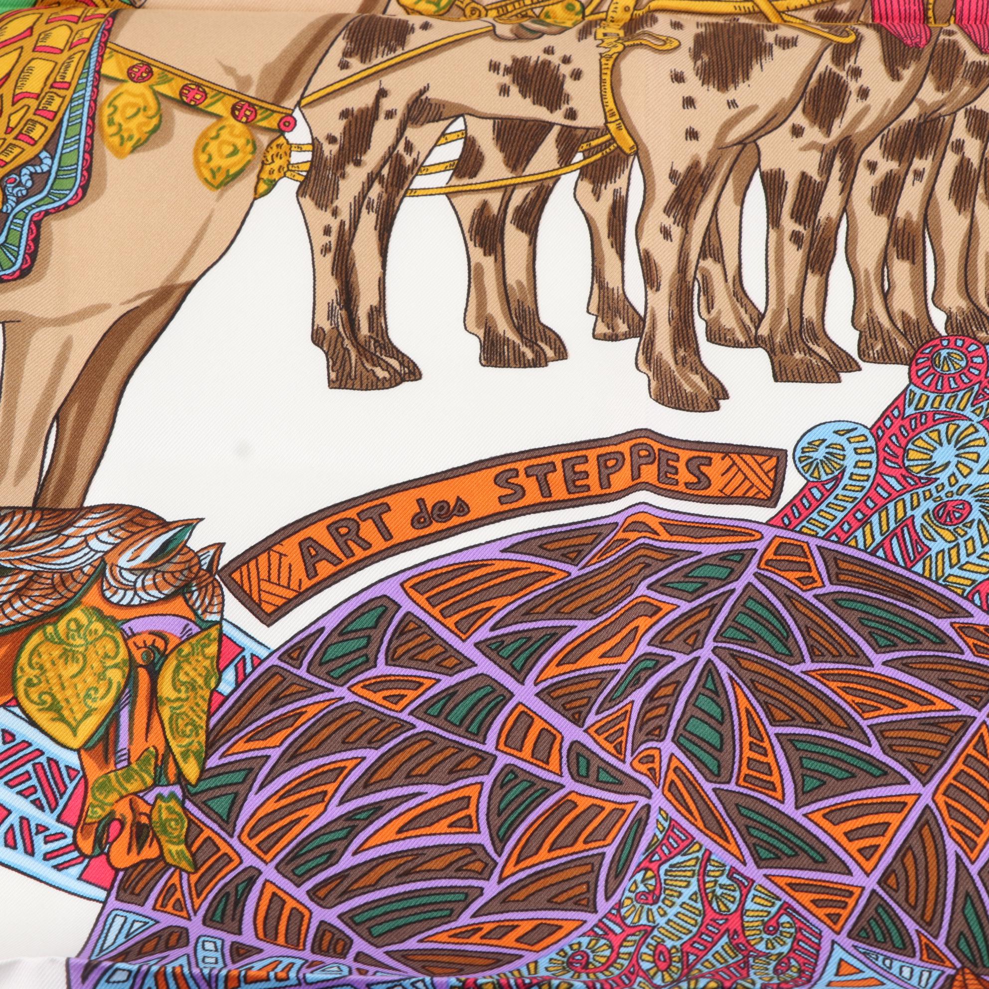 Hermès "Art des Steppes" Scarf 90 in Silk Twill