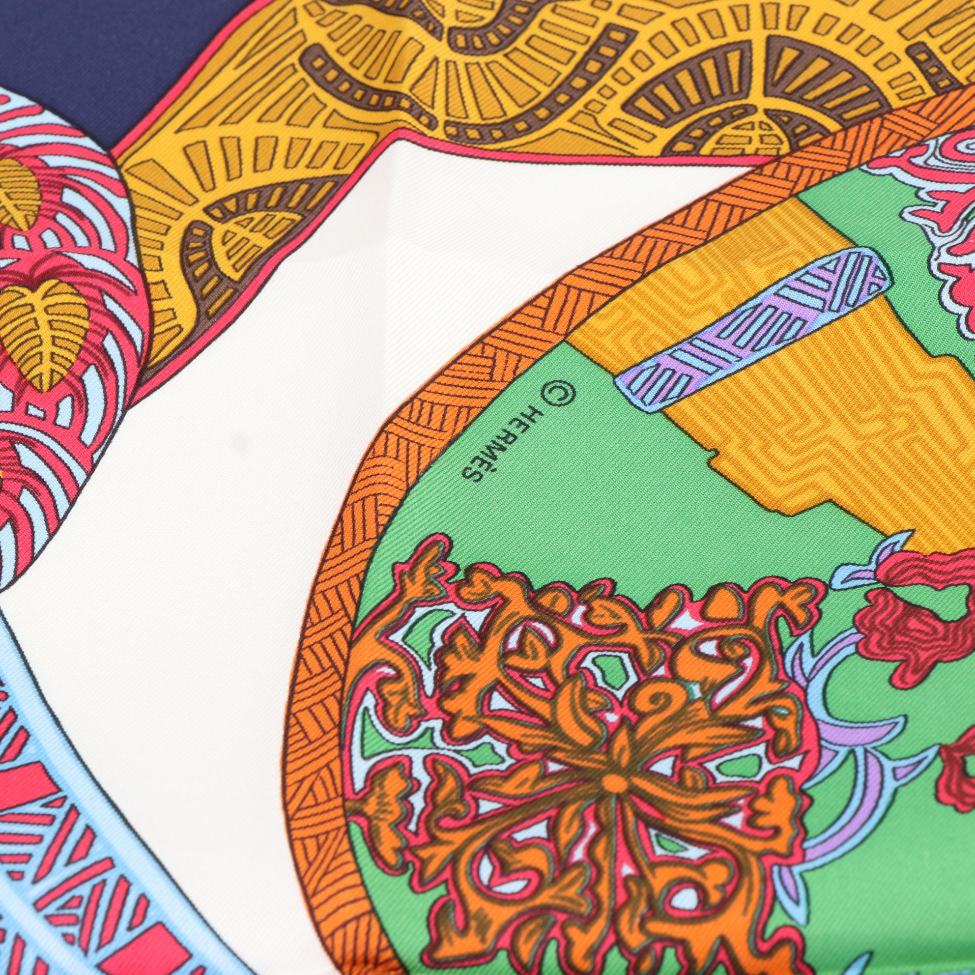 Hermès "Art des Steppes" Scarf 90 in Silk Twill