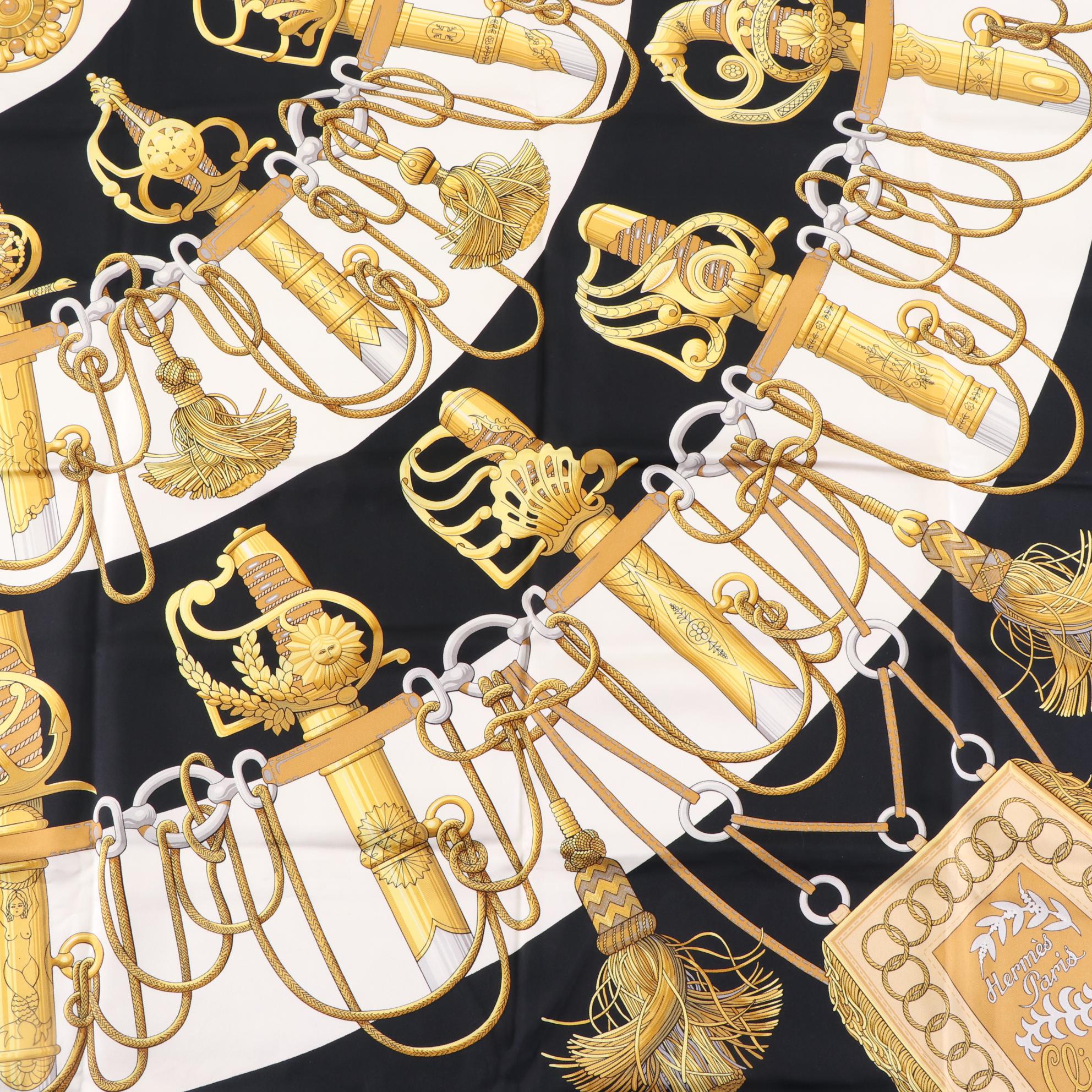 Hermès "Cliquetis" Scarf 90 in Silk Twill