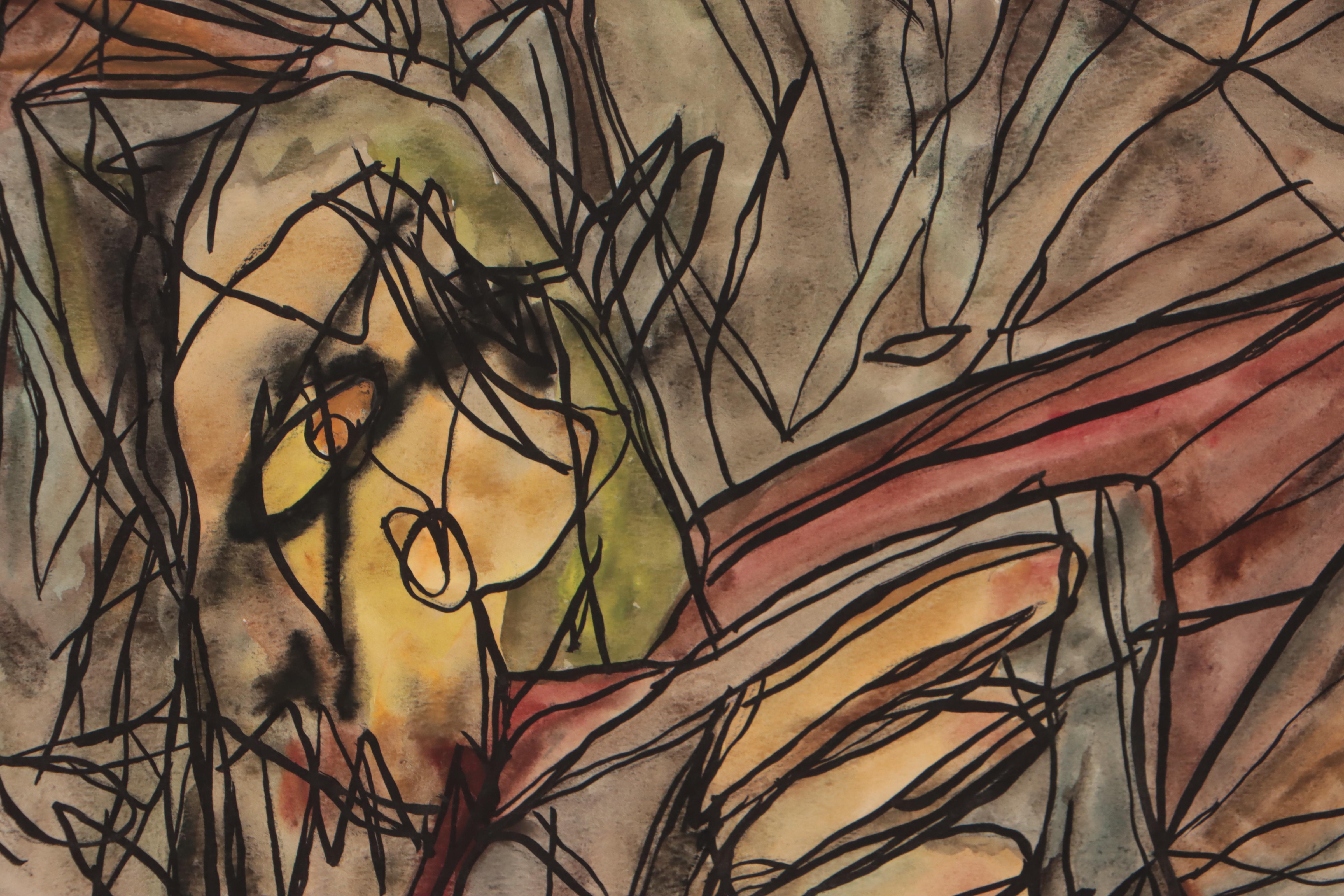 Frank Sobieski Figural Mixed Media Paintings, Circa 1965