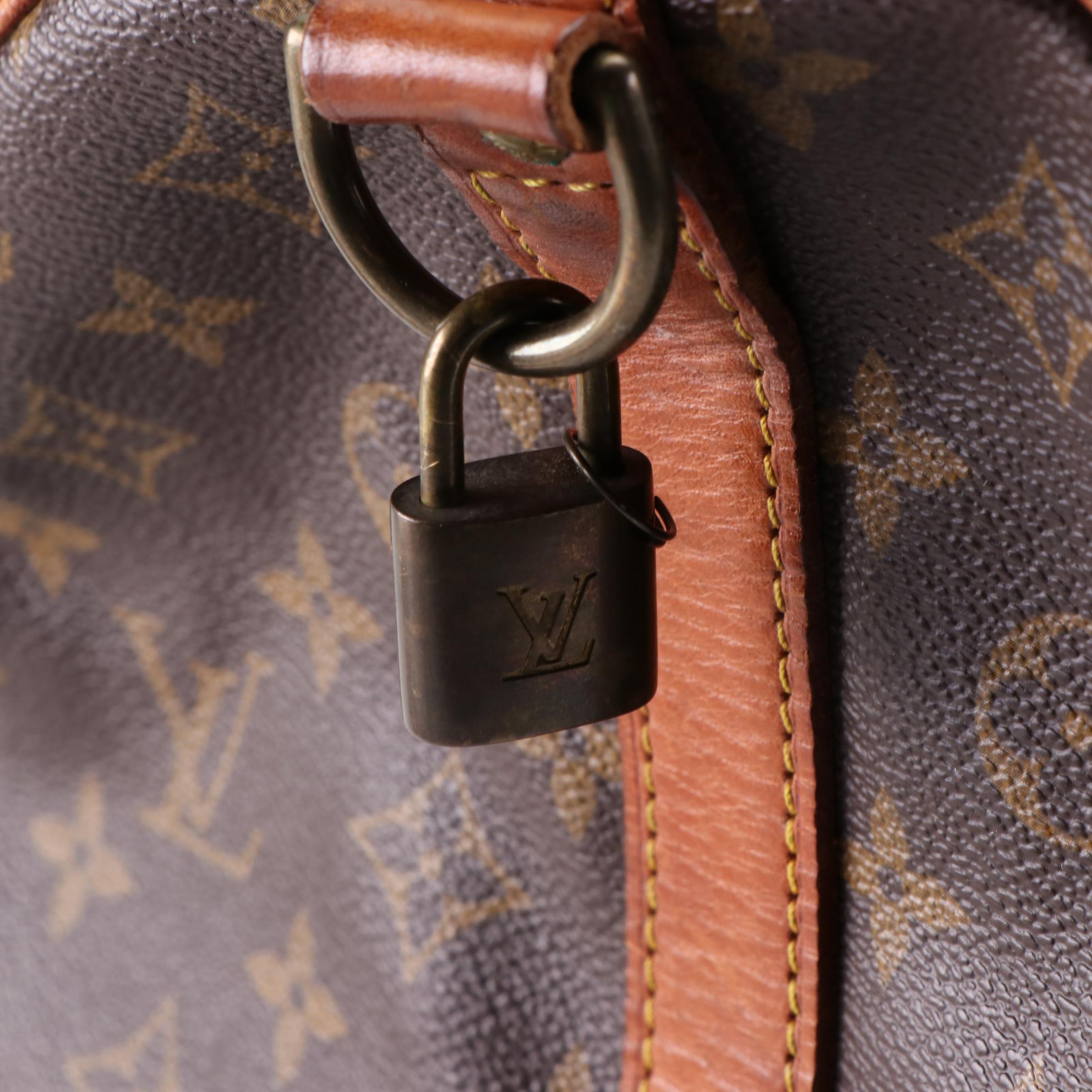 Louis Vuitton Large Duffle Bag 60 in Monogram Canvas/Vachetta Leather with Strap