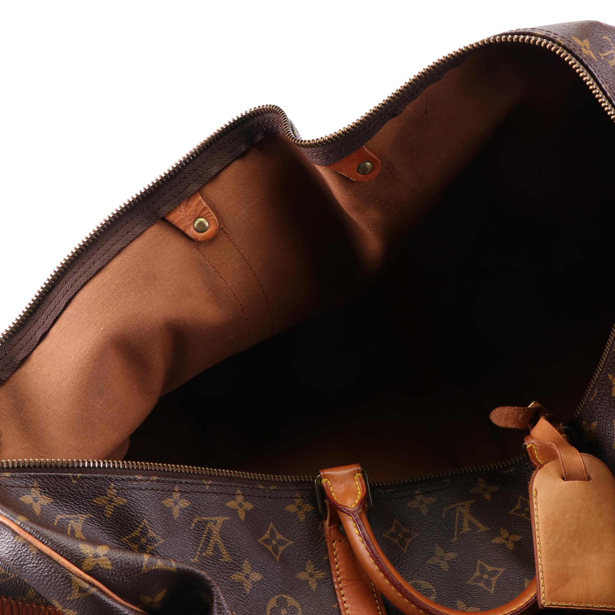 Louis Vuitton Large Duffle Bag 60 in Monogram Canvas/Vachetta Leather with Strap