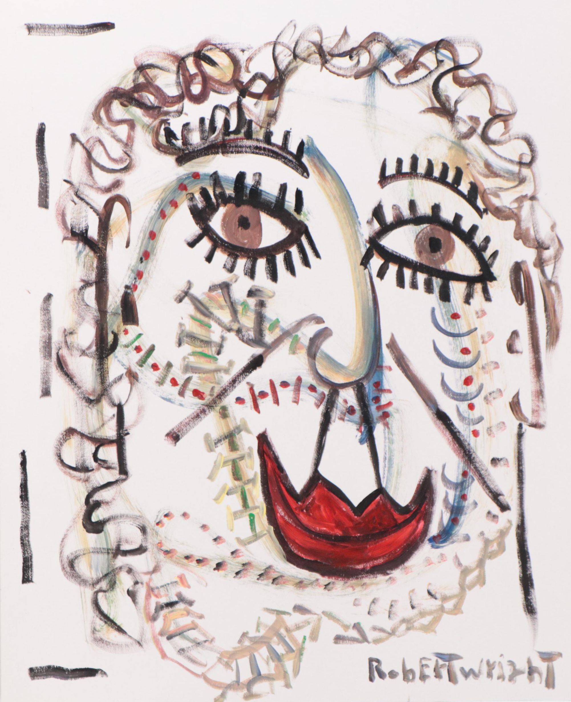 Robert Wright Figural Acrylic Painting, Circa 2005