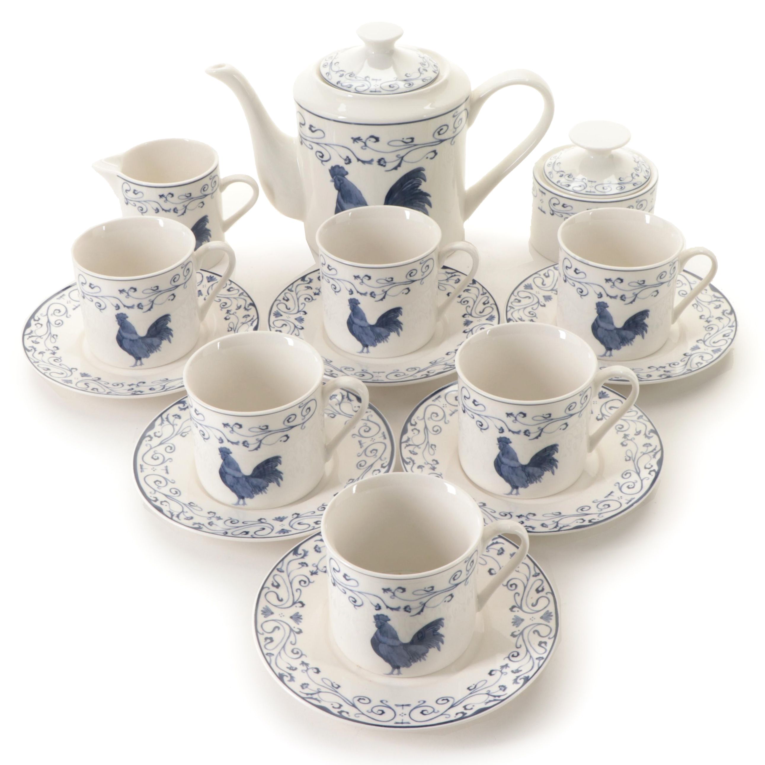 Canterbury Potteries Ltd "Country Toile" Ceramic Tea Service