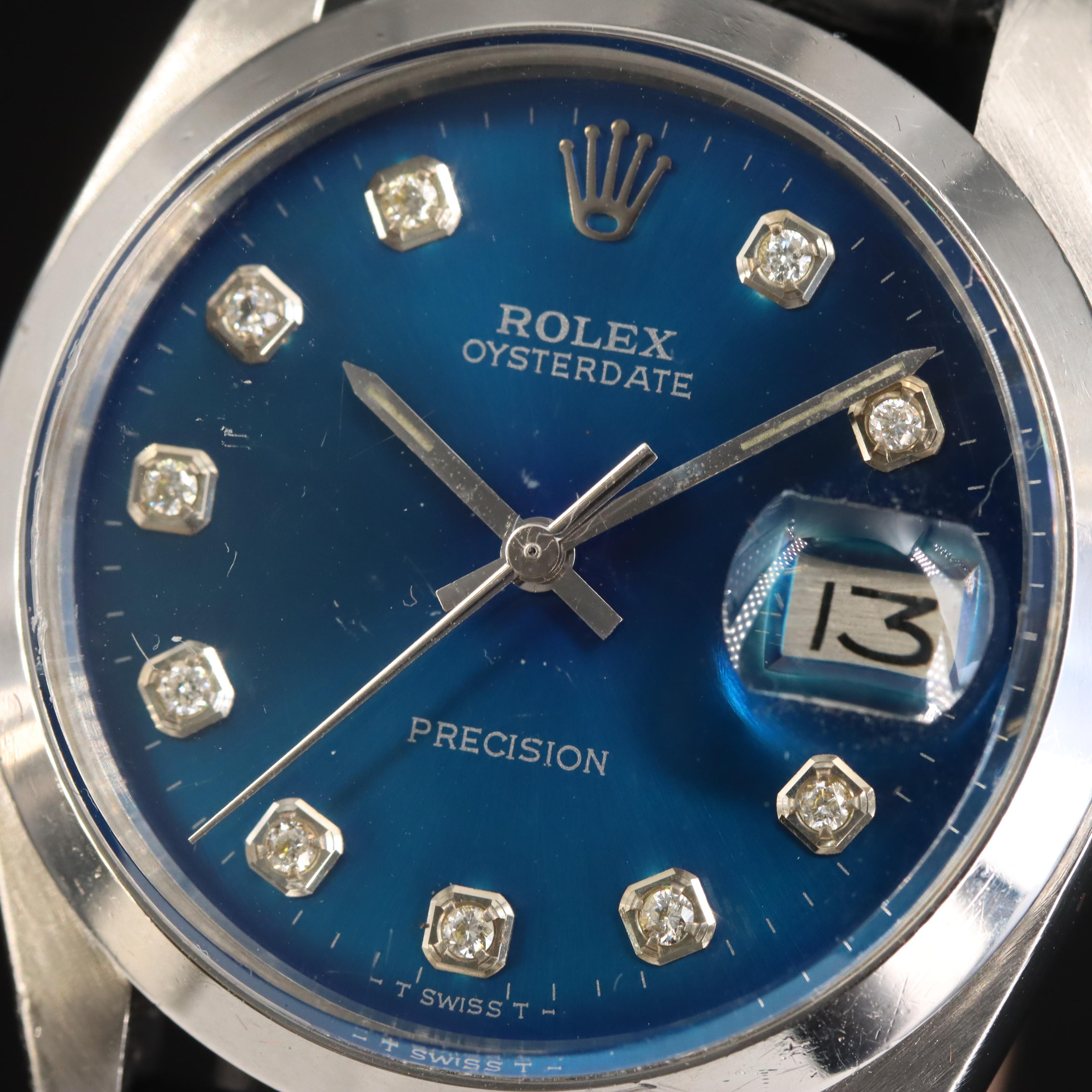 1981 Rolex Oysterdate Precision Custom Diamond Dial Watch