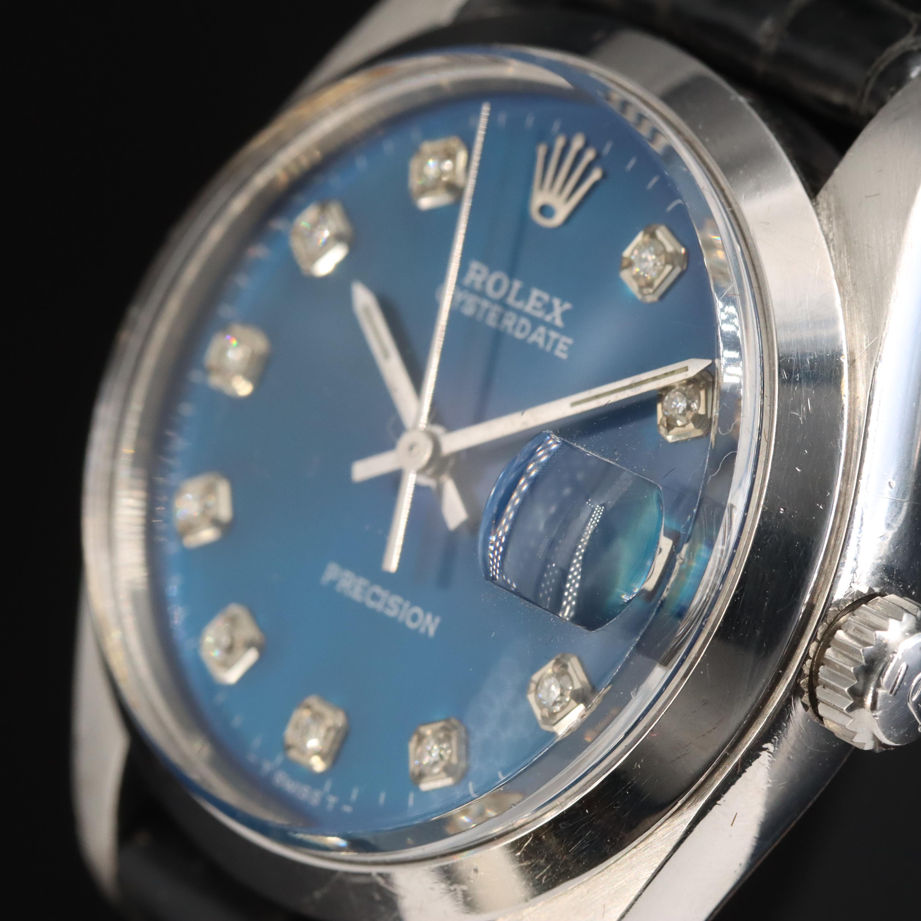 1981 Rolex Oysterdate Precision Custom Diamond Dial Watch