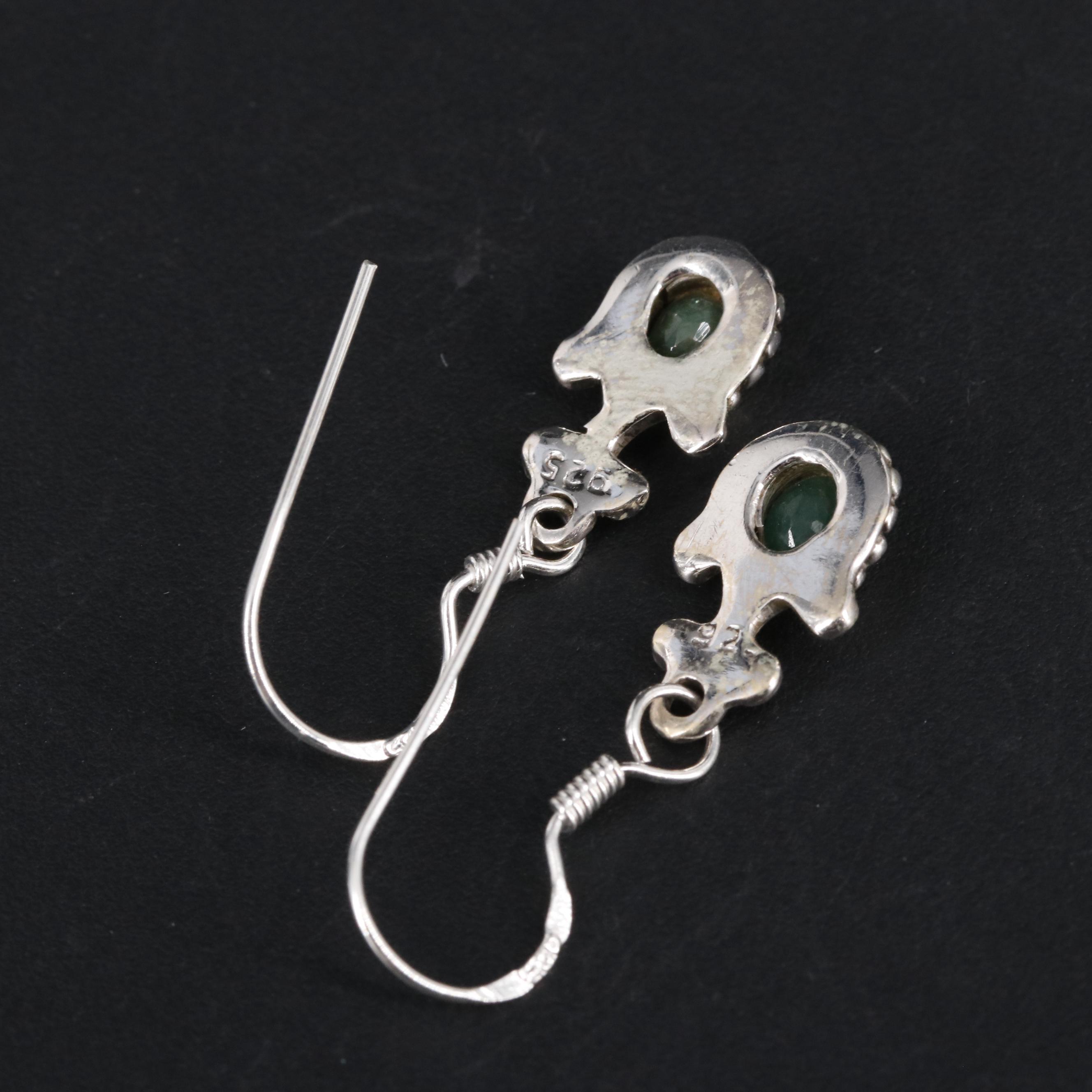Sterling Emerald Drop Earrings