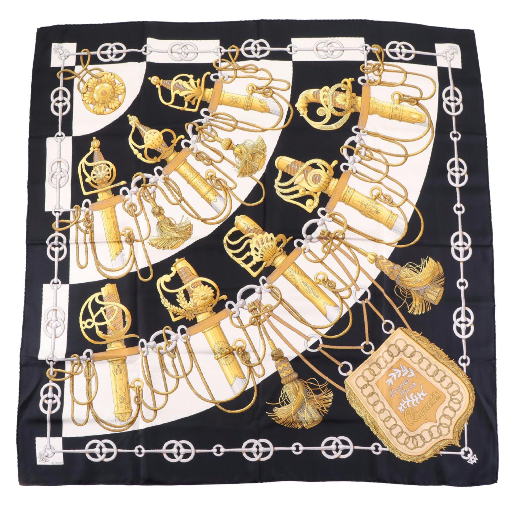 Hermès "Cliquetis" Scarf 90 in Silk Twill