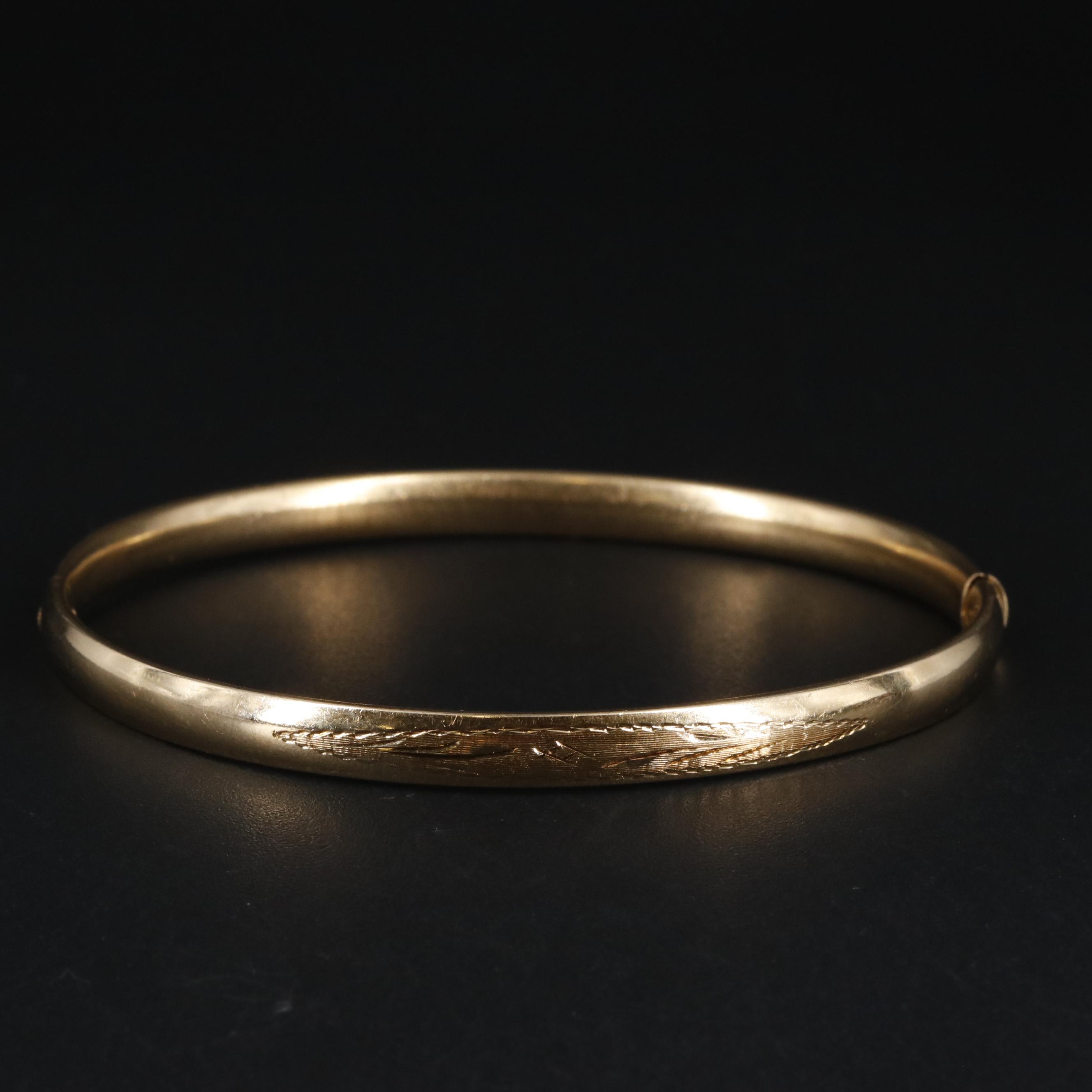 14K Engraved Bangle Bracelet