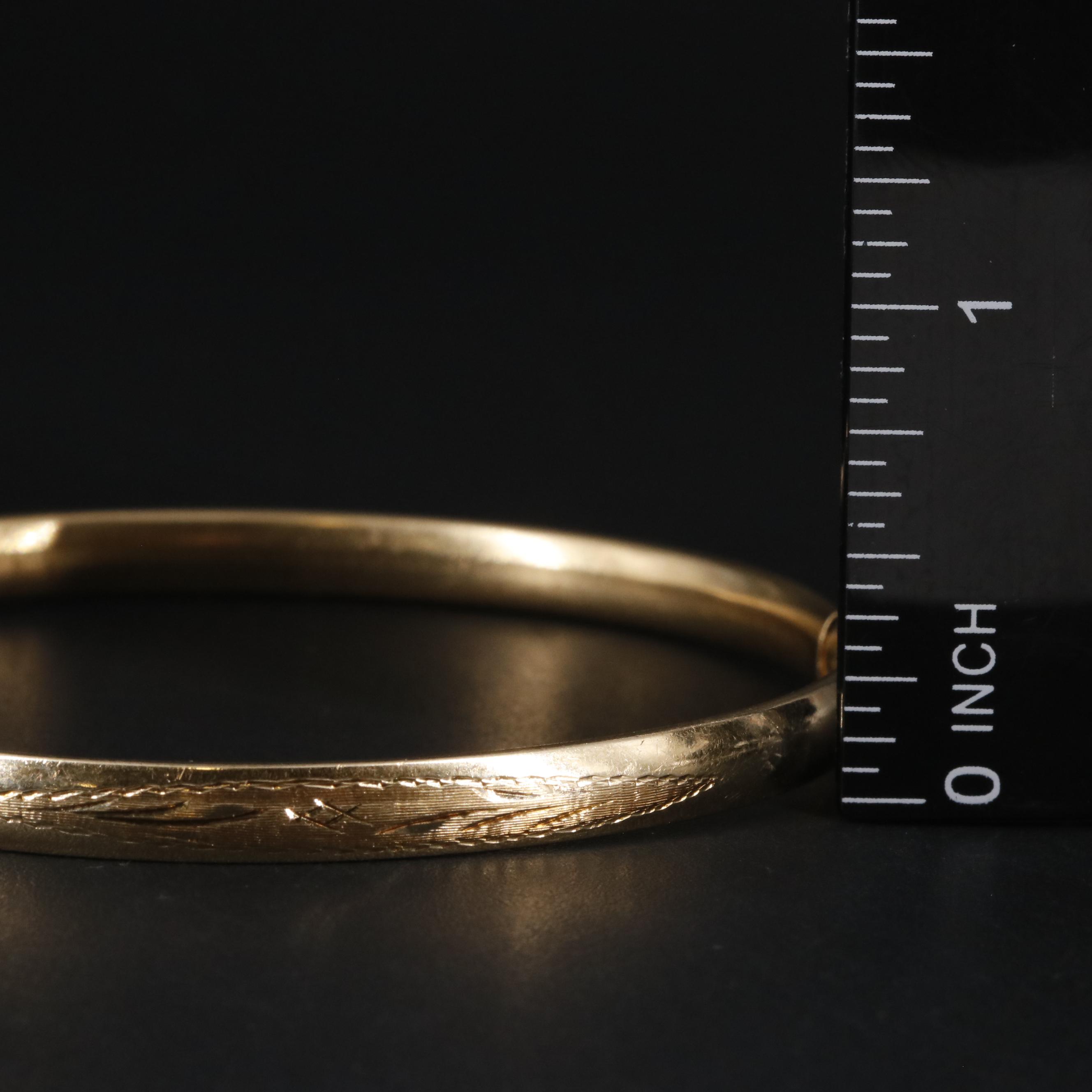 14K Engraved Bangle Bracelet