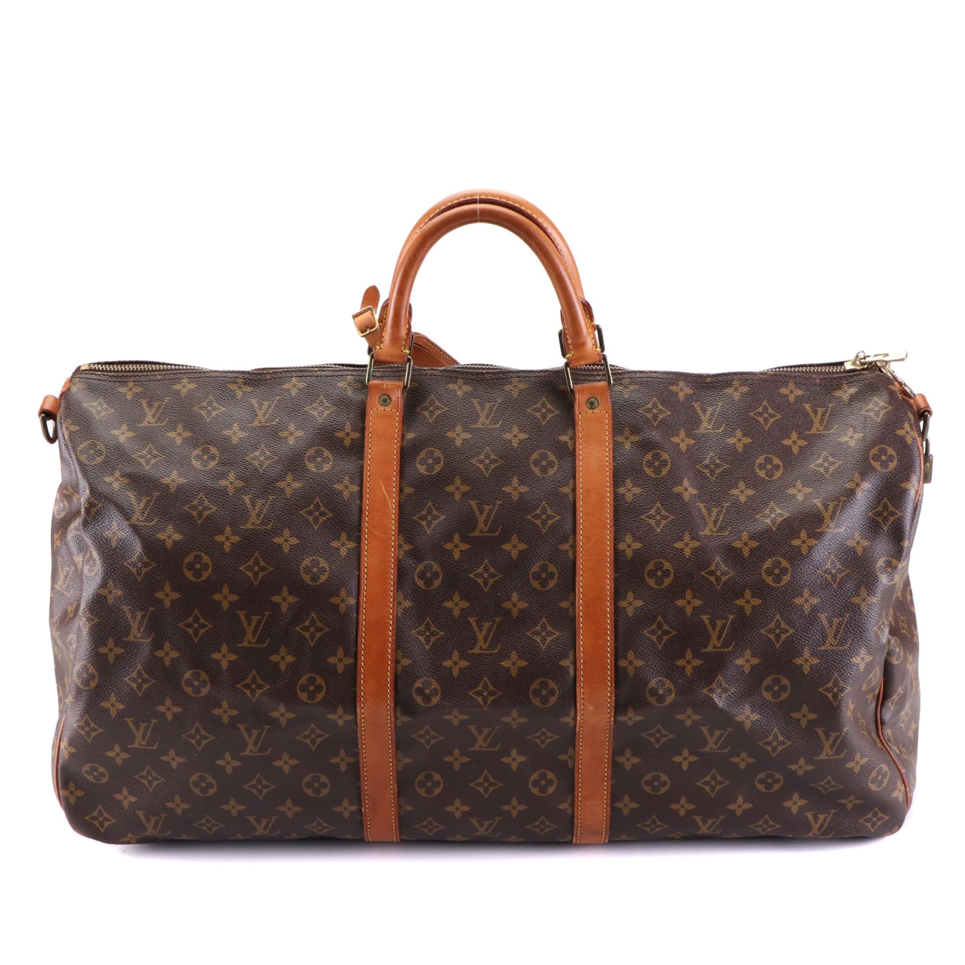 Louis Vuitton Large Duffle Bag 60 in Monogram Canvas/Vachetta Leather with Strap