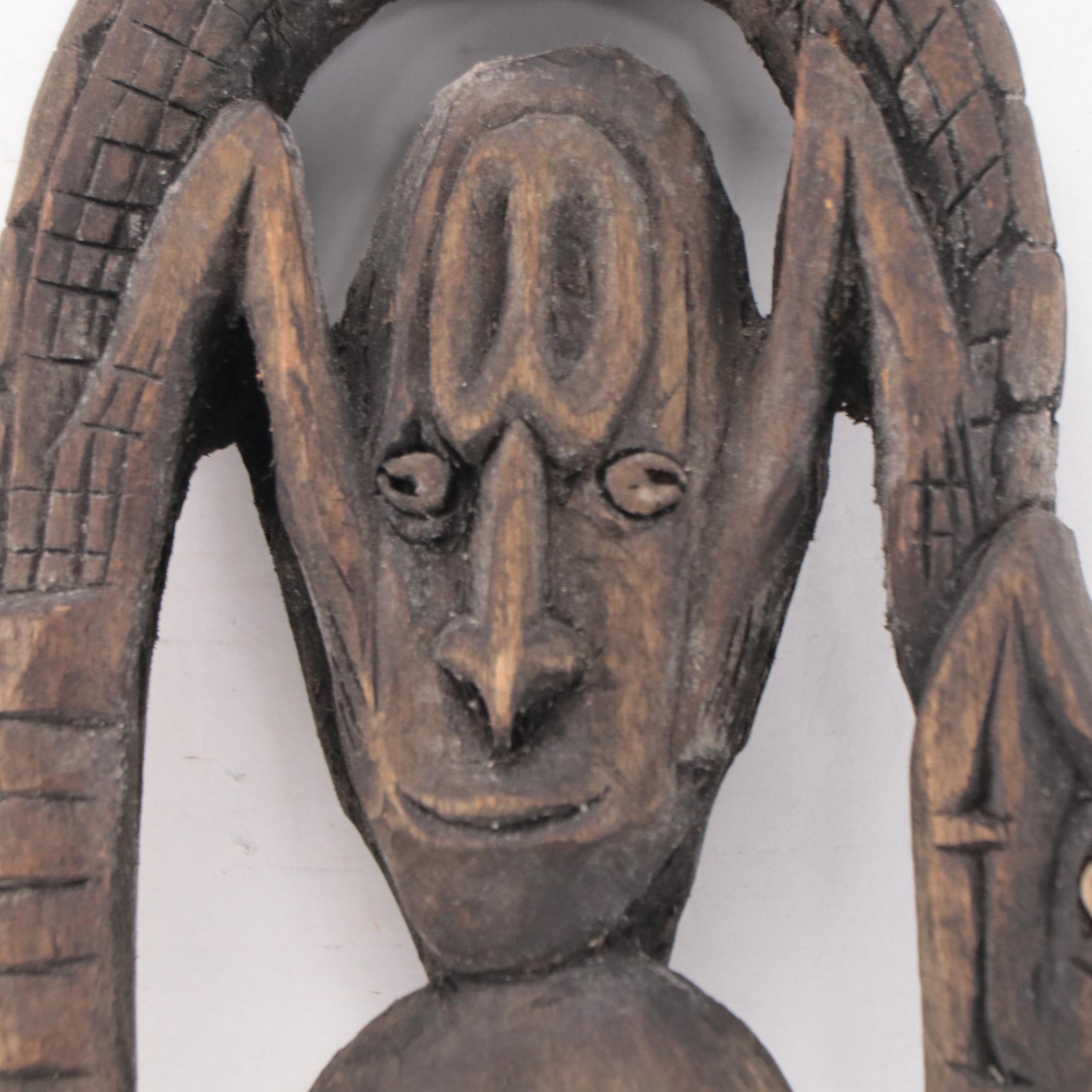 Papua New Guinea Crocodile and Figural Suspension Hook