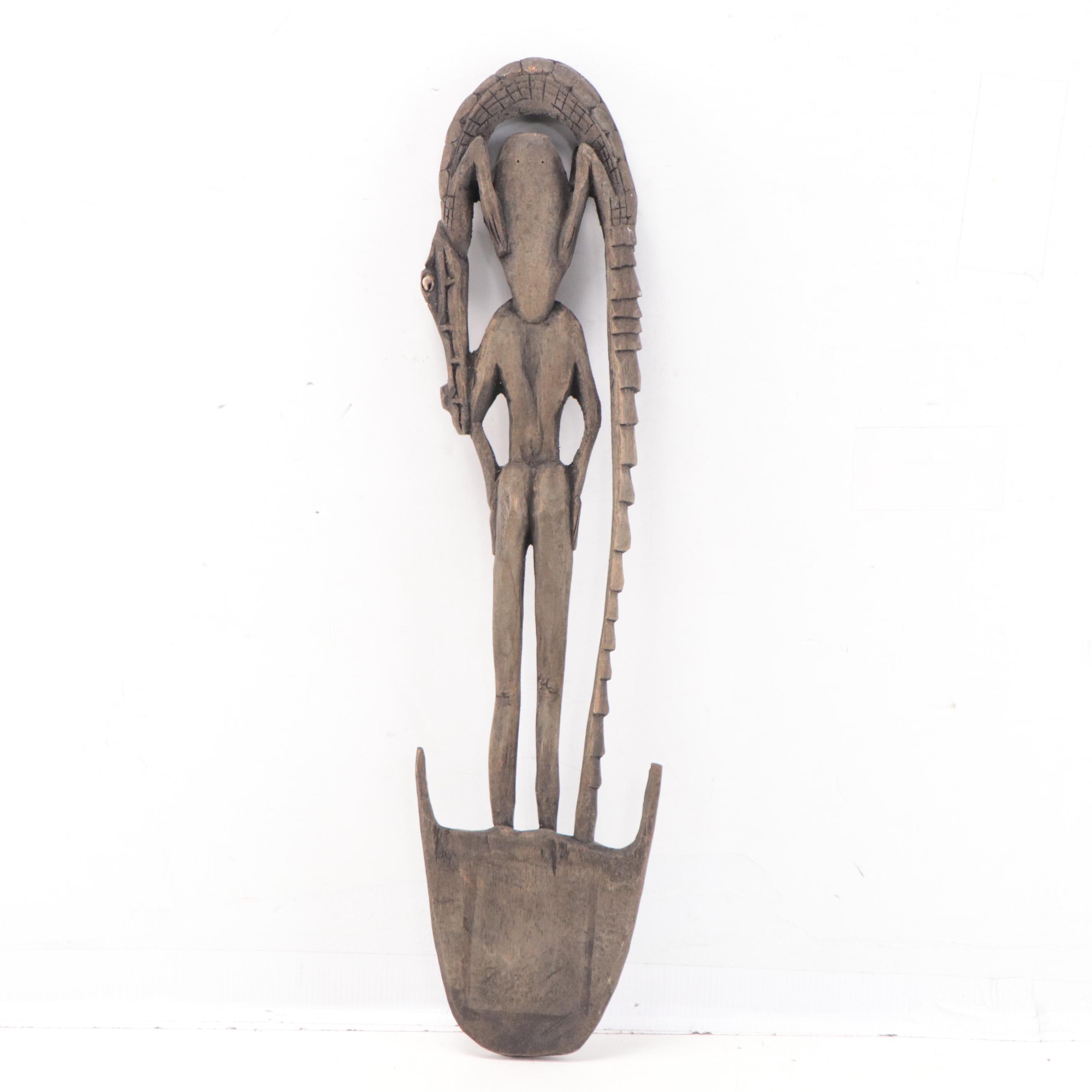 Papua New Guinea Crocodile and Figural Suspension Hook
