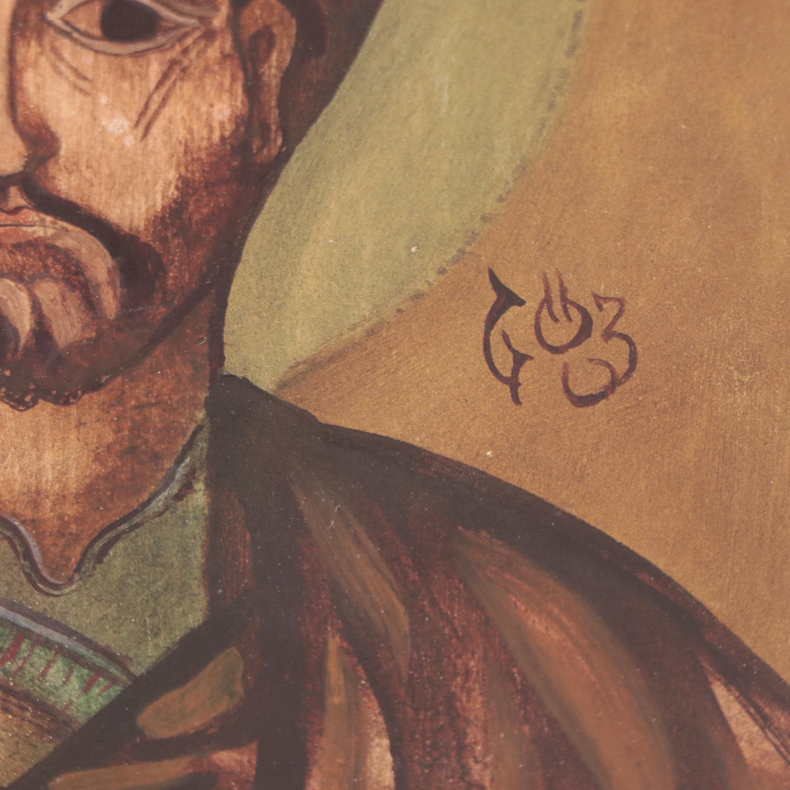 Polish Oil Painting Icon of Religious Figure