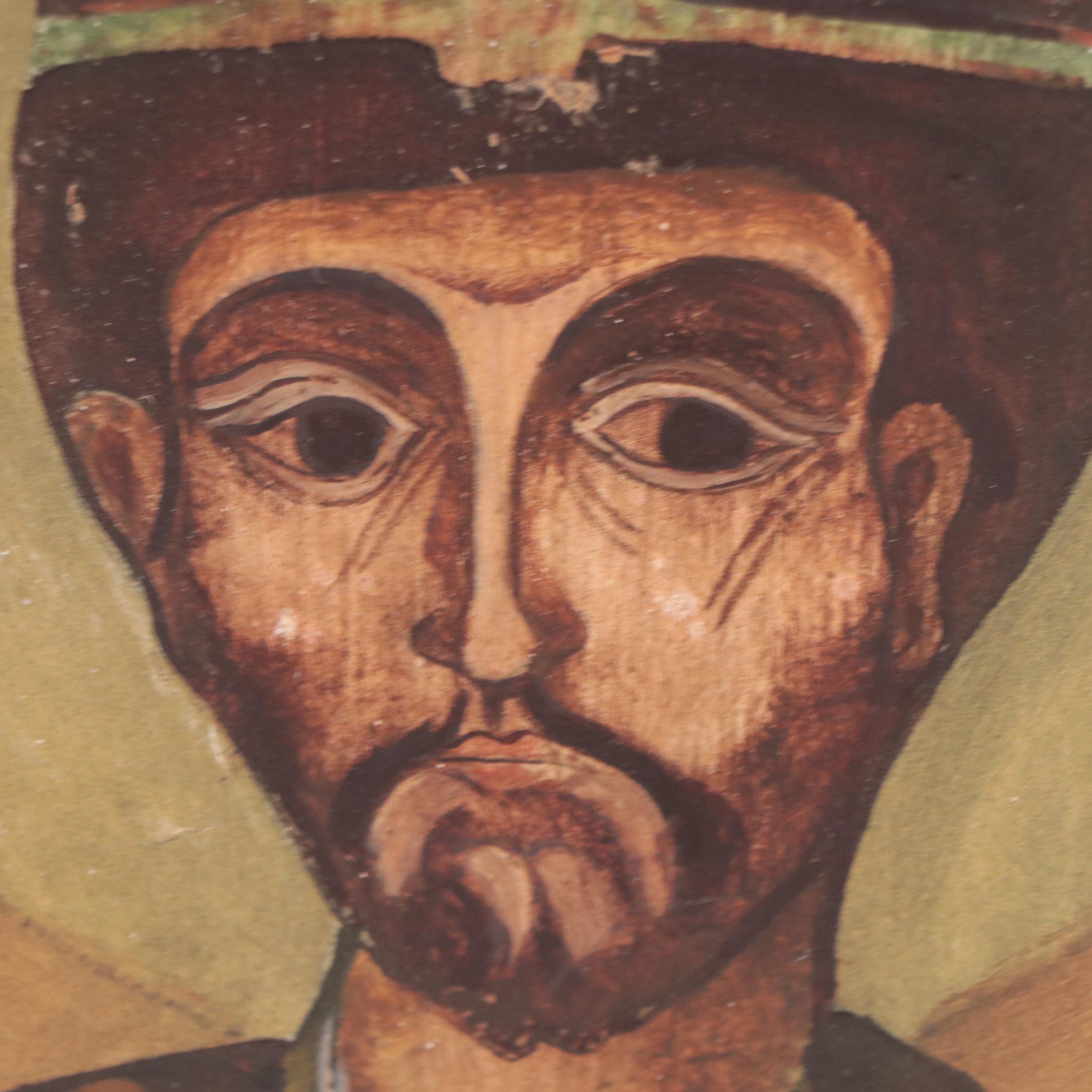 Polish Oil Painting Icon of Religious Figure