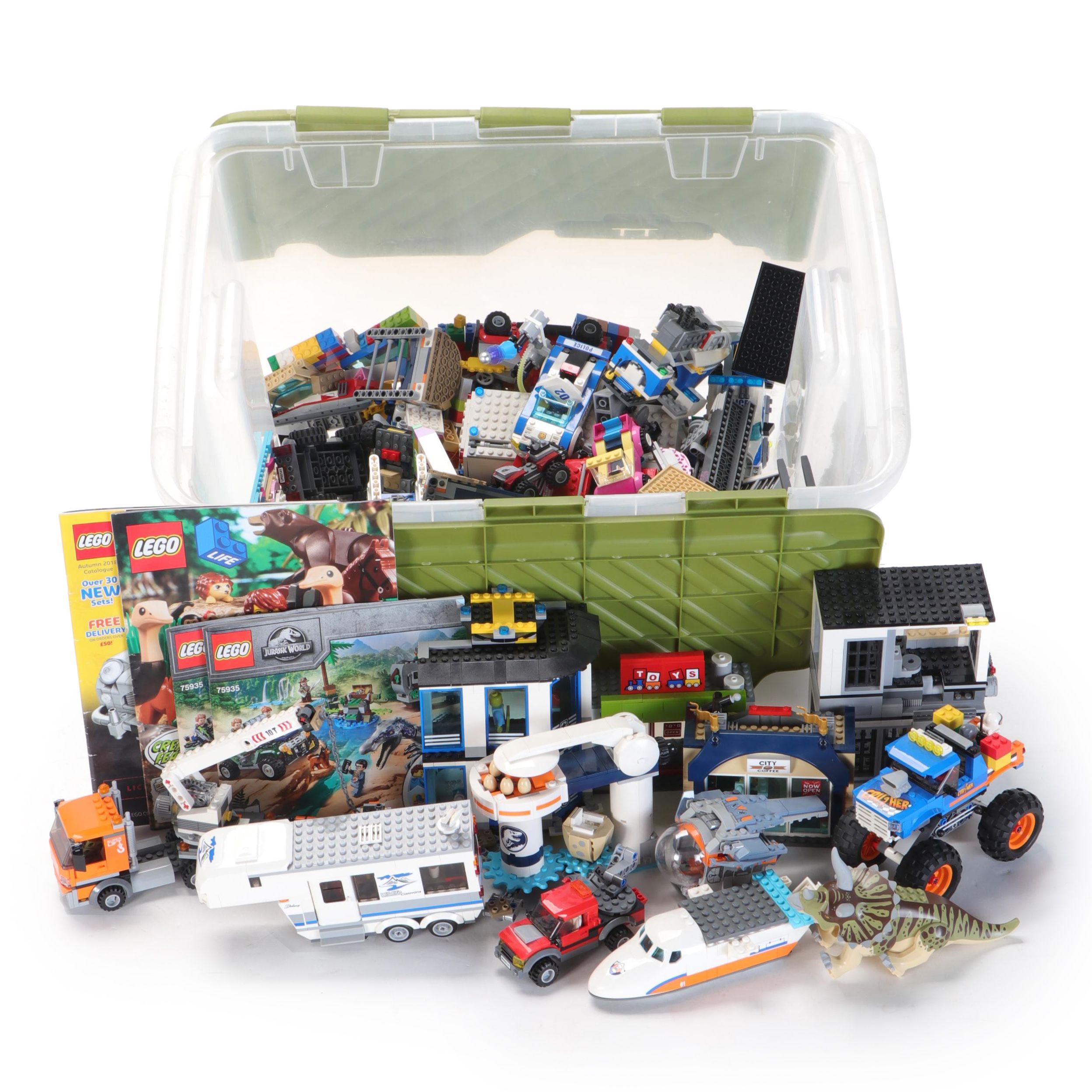 LEGO Partially Assembled Buildings and Vehicle Collection