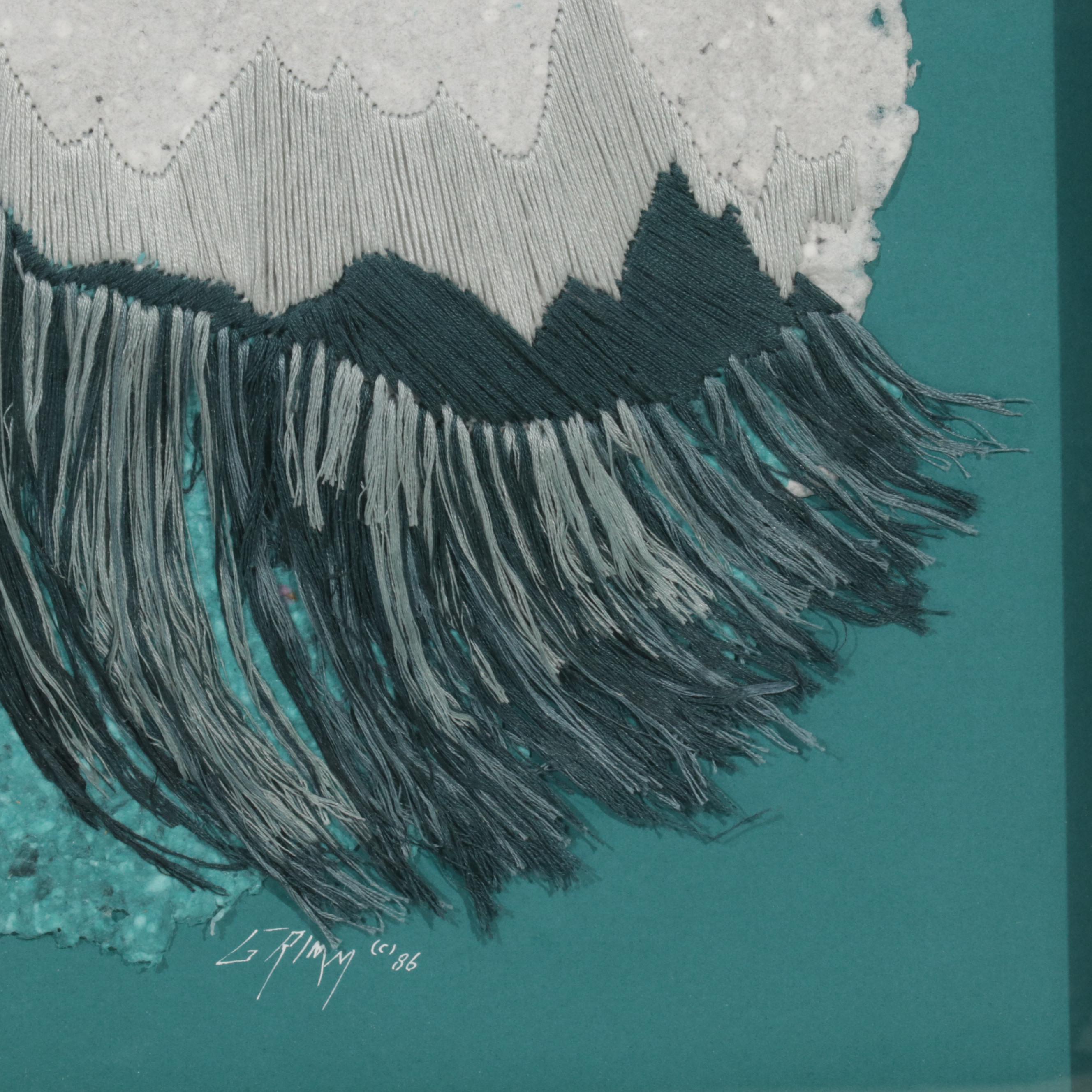 Esther Grimm Embroidery and Cast Paper Collage "Ebb Tide," 1986