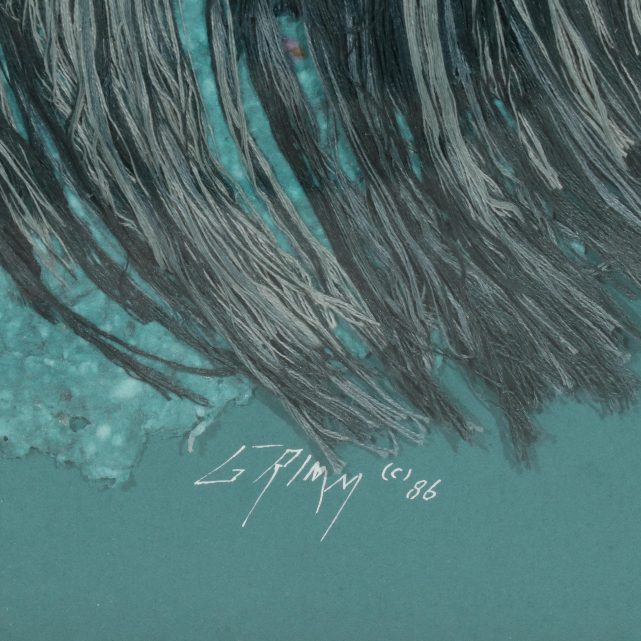 Esther Grimm Embroidery and Cast Paper Collage "Ebb Tide," 1986