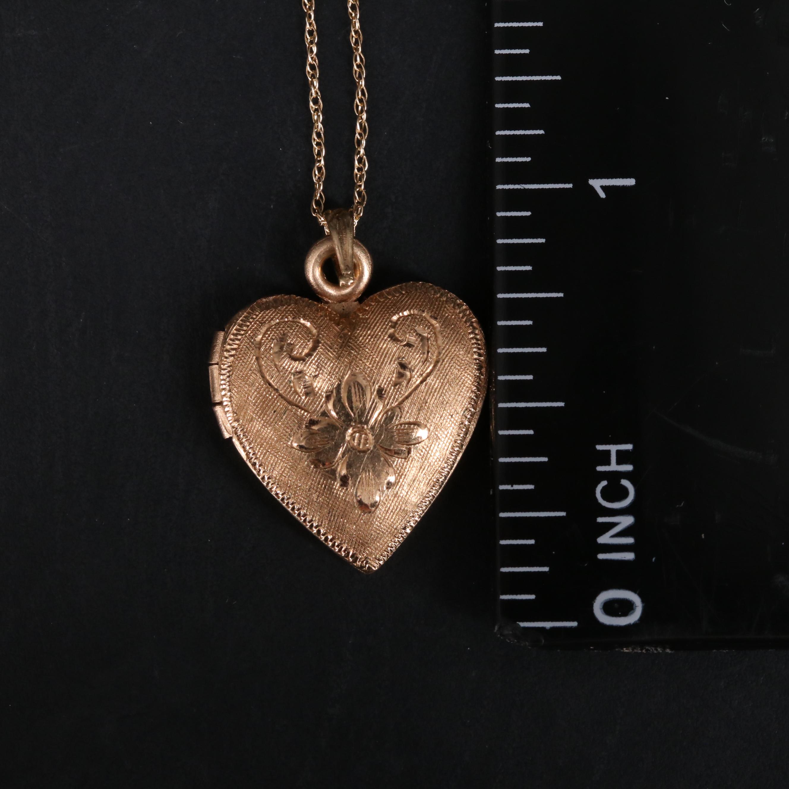 14K Rope Chain Heart Locket Necklace