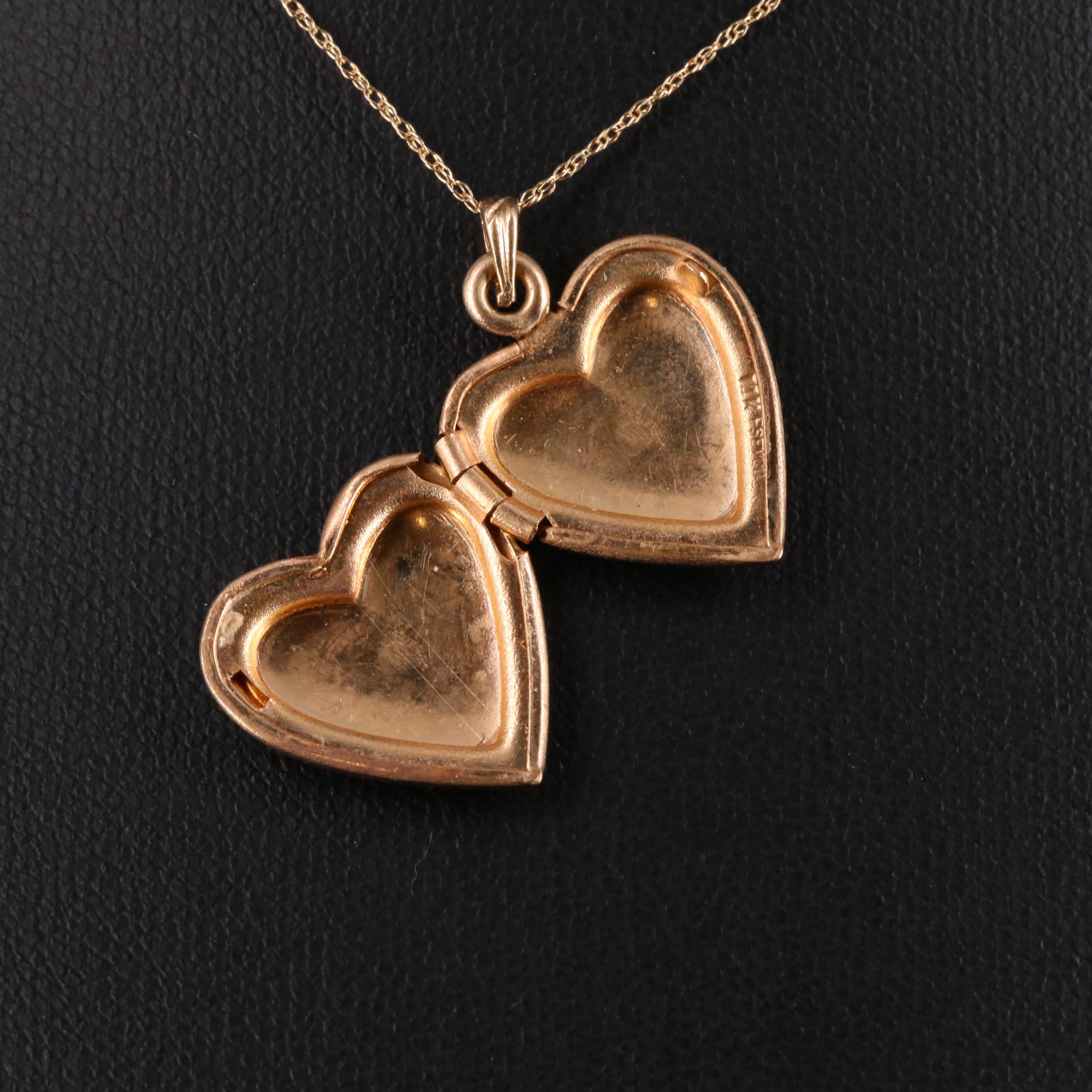 14K Rope Chain Heart Locket Necklace