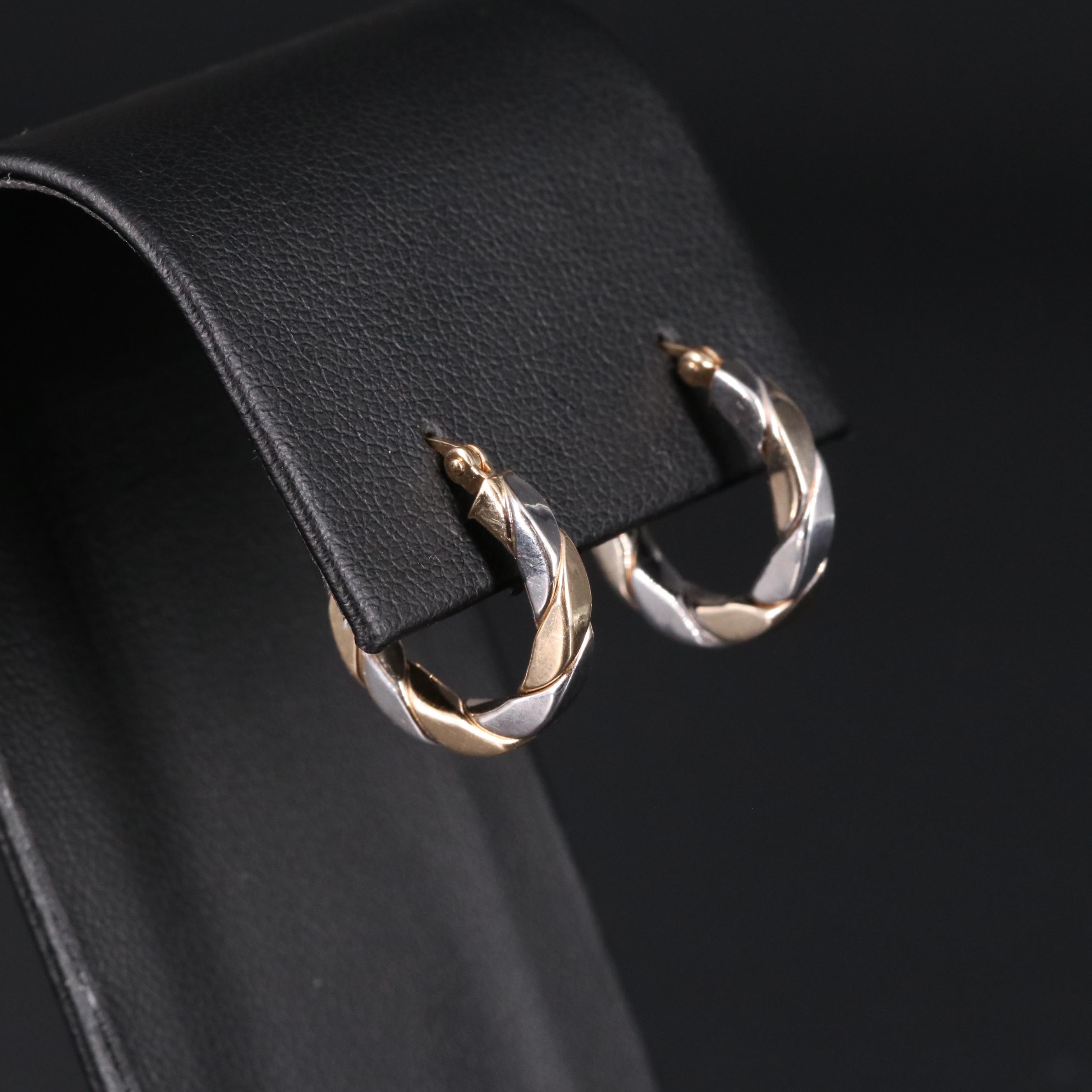 14K Multicolor Spiral Latch Back Hoop Earrings