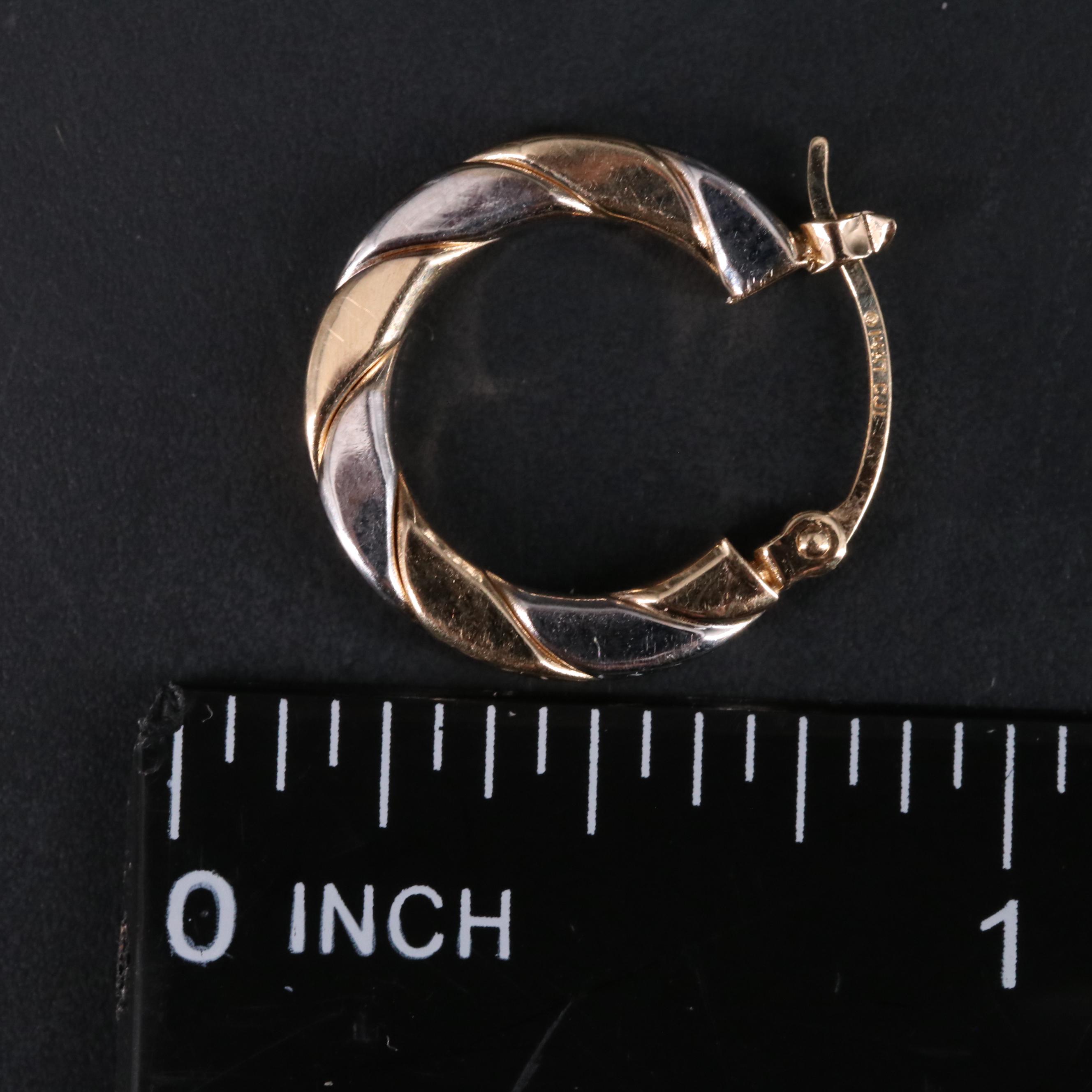 14K Multicolor Spiral Latch Back Hoop Earrings