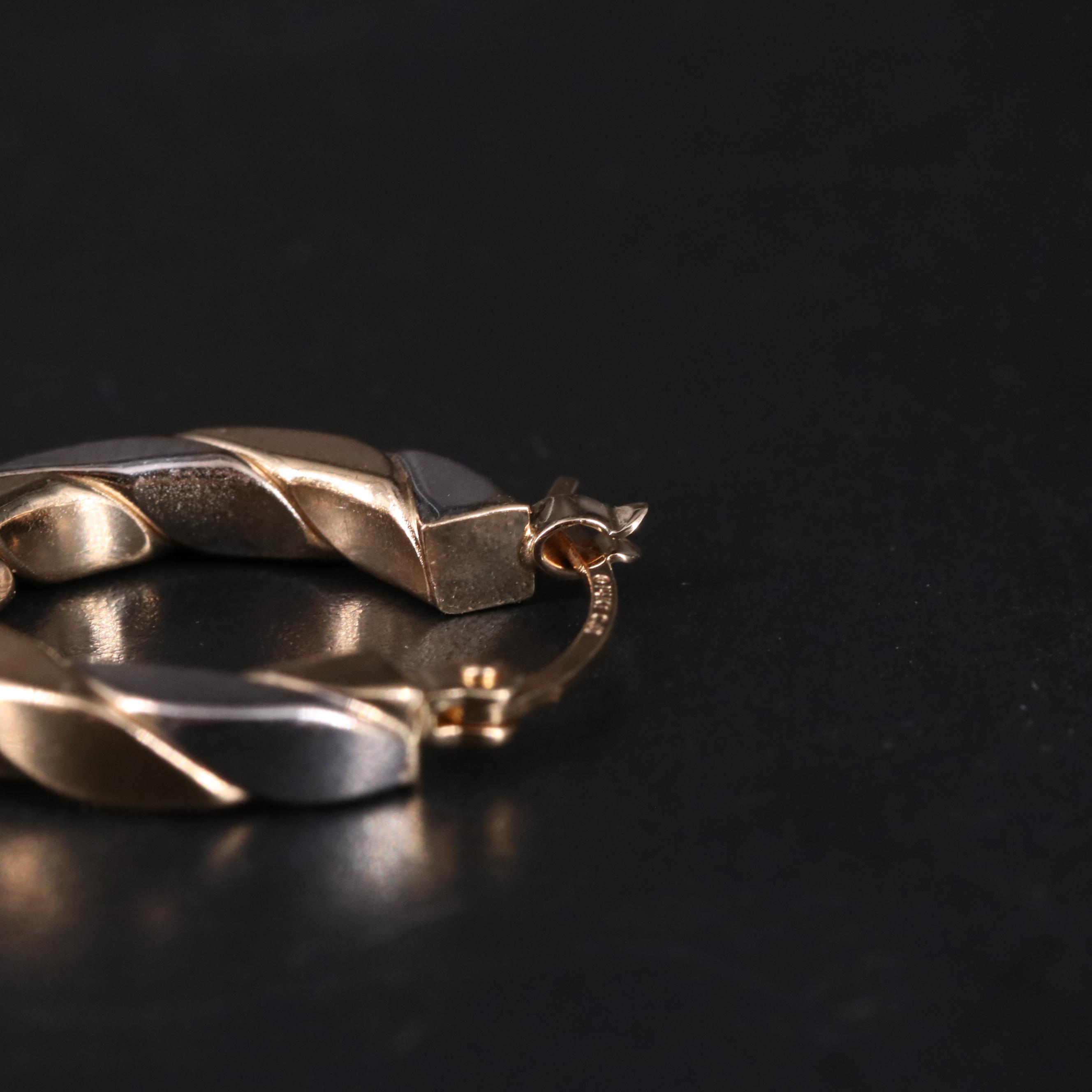 14K Multicolor Spiral Latch Back Hoop Earrings