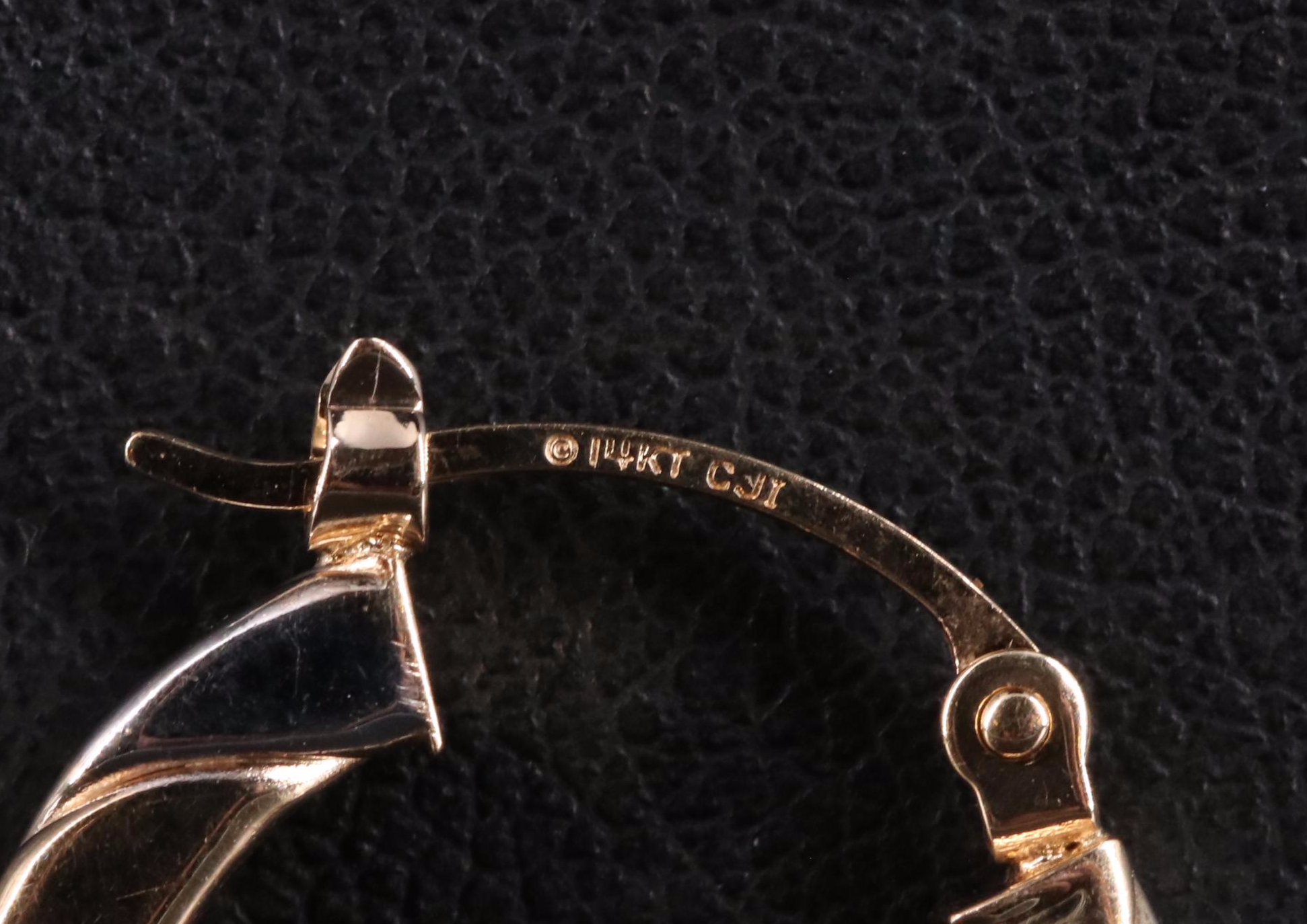 14K Multicolor Spiral Latch Back Hoop Earrings