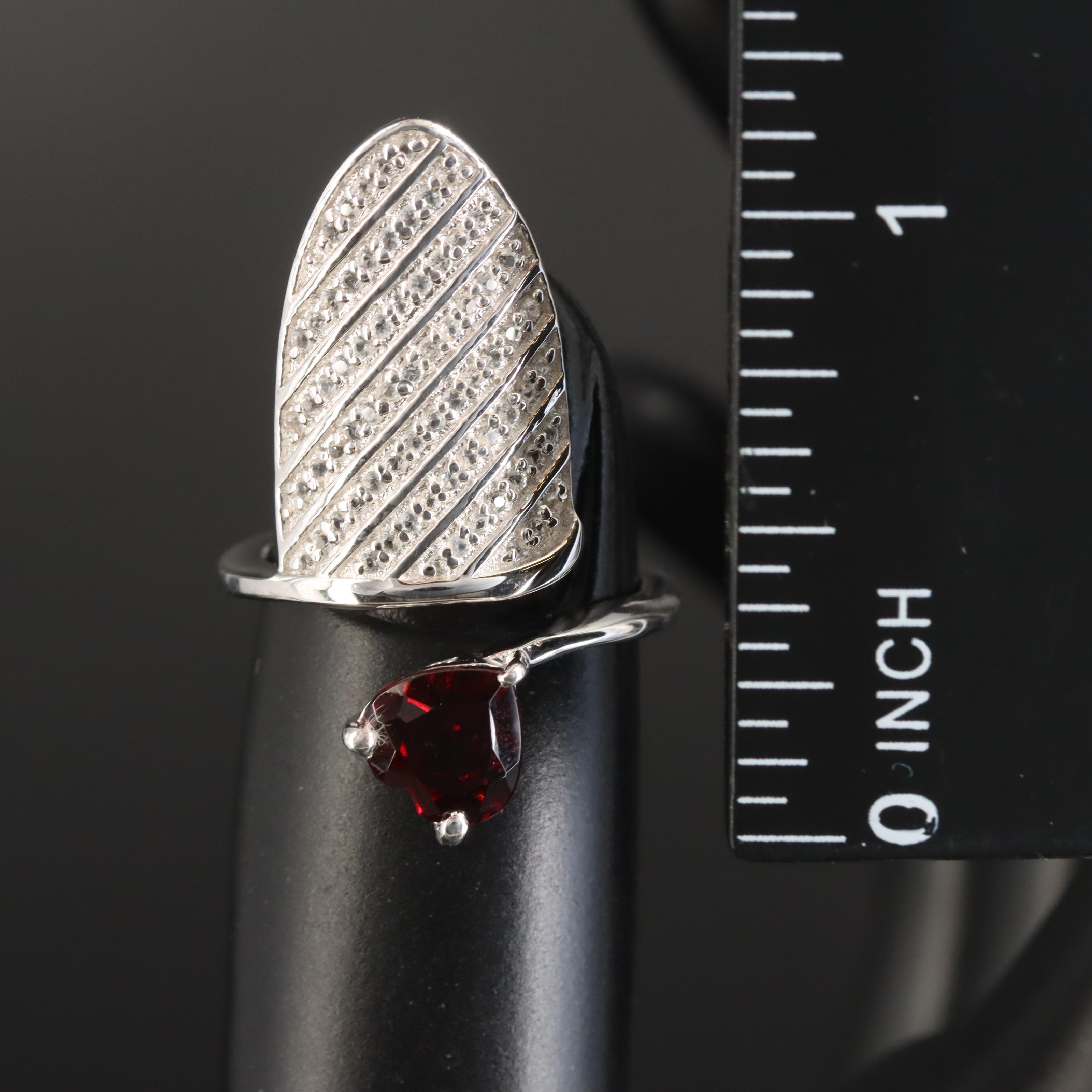 Sterling Garnet and Topaz Fingernail Ring