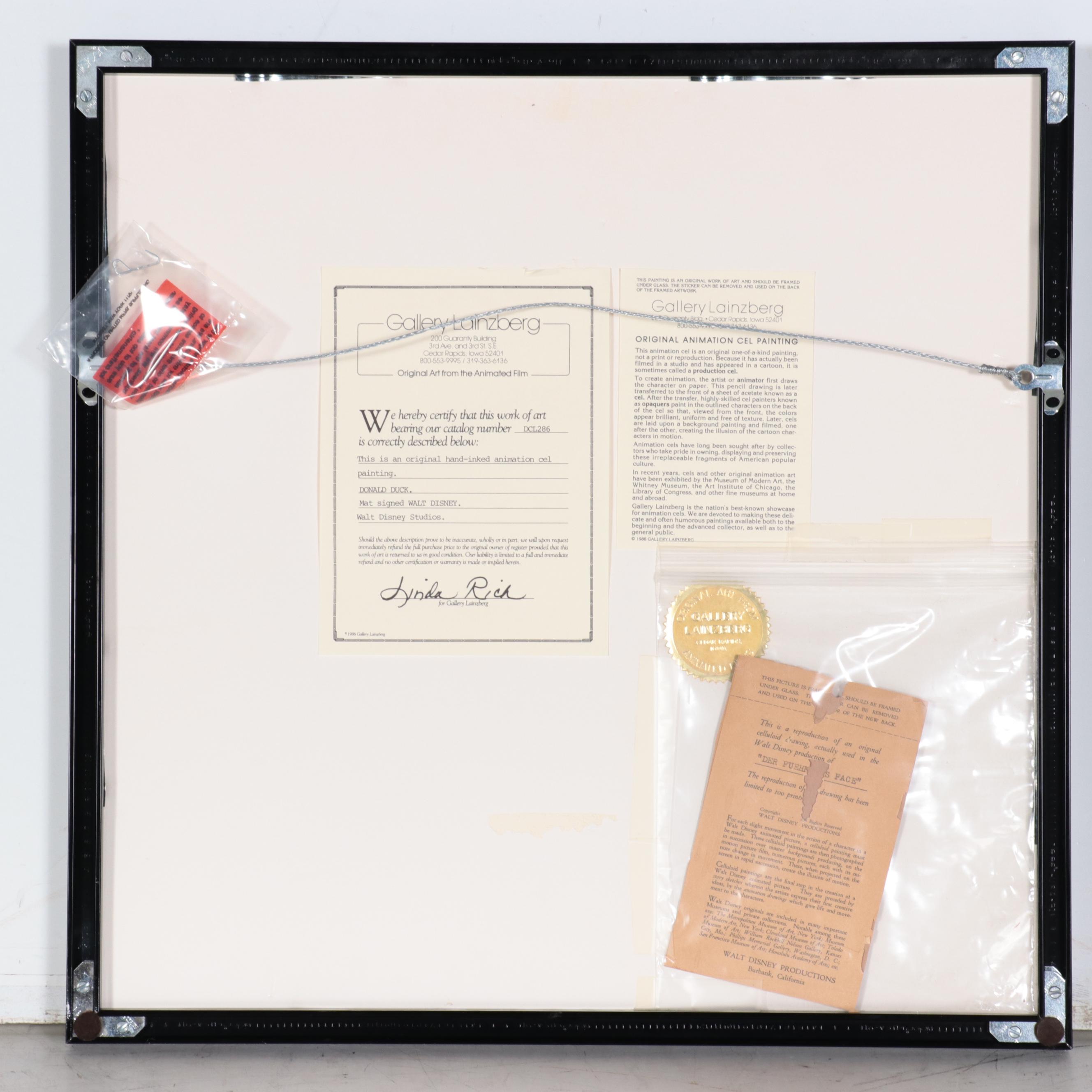 Walt Disney Signed "Der Fuehrer's Face" Animation Cel Setup, 1943