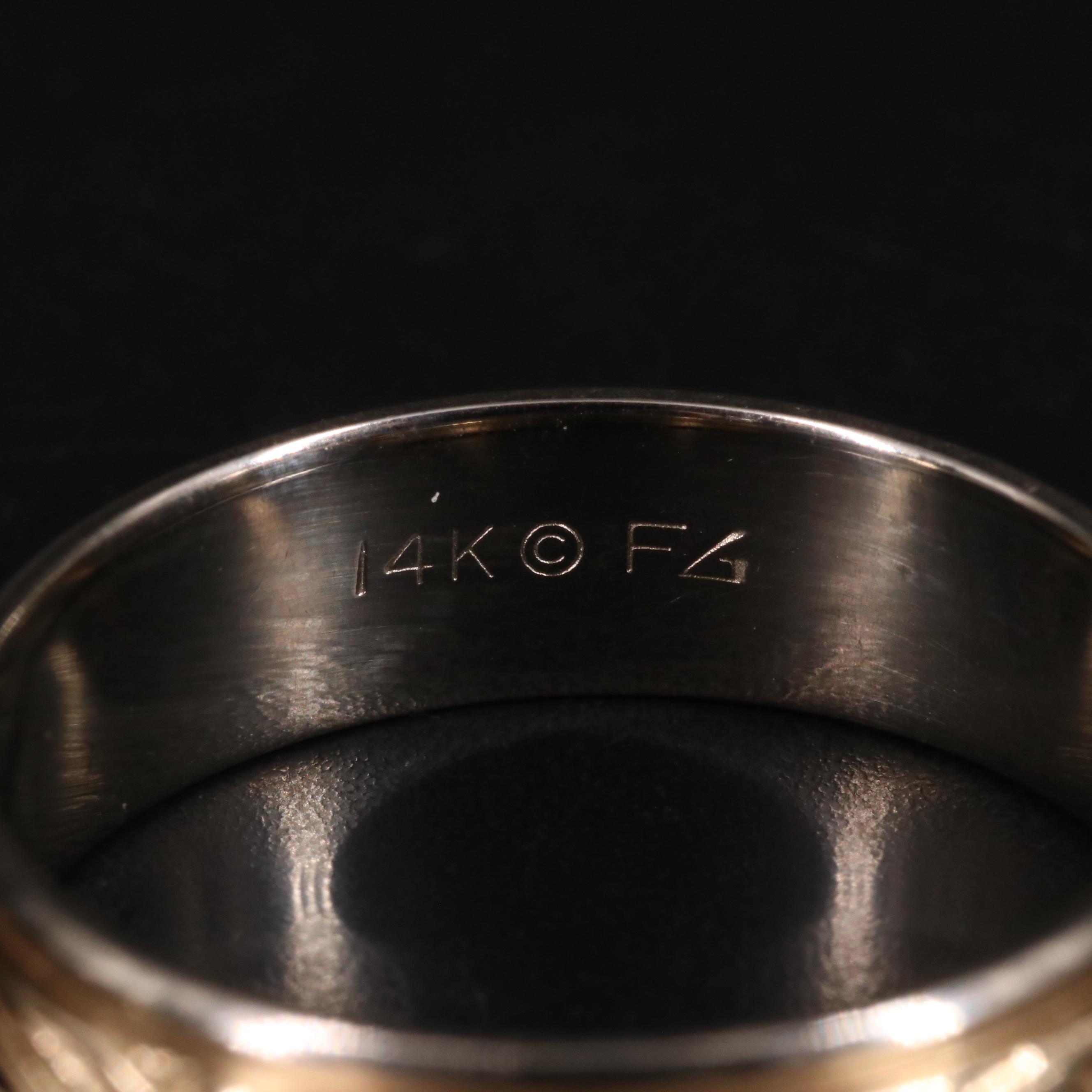 14K Multicolor Engraved Flowers Band Ring