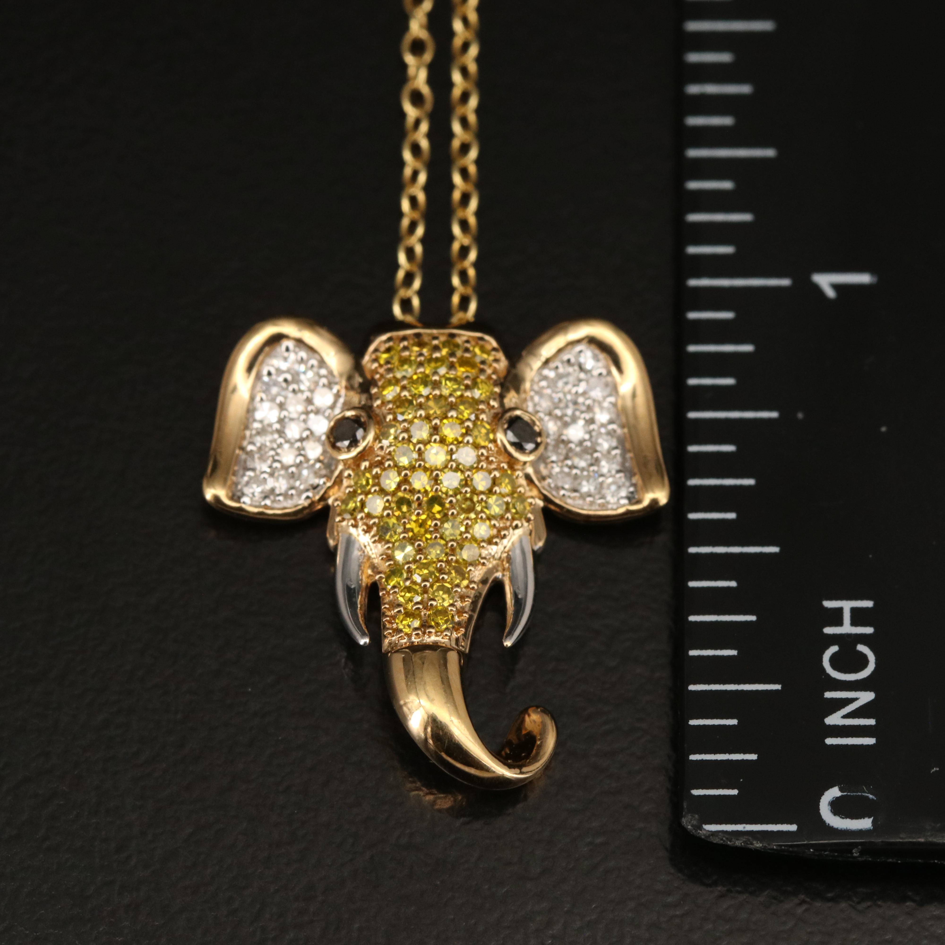 Sterling Diamond Elephant Pendant Necklace